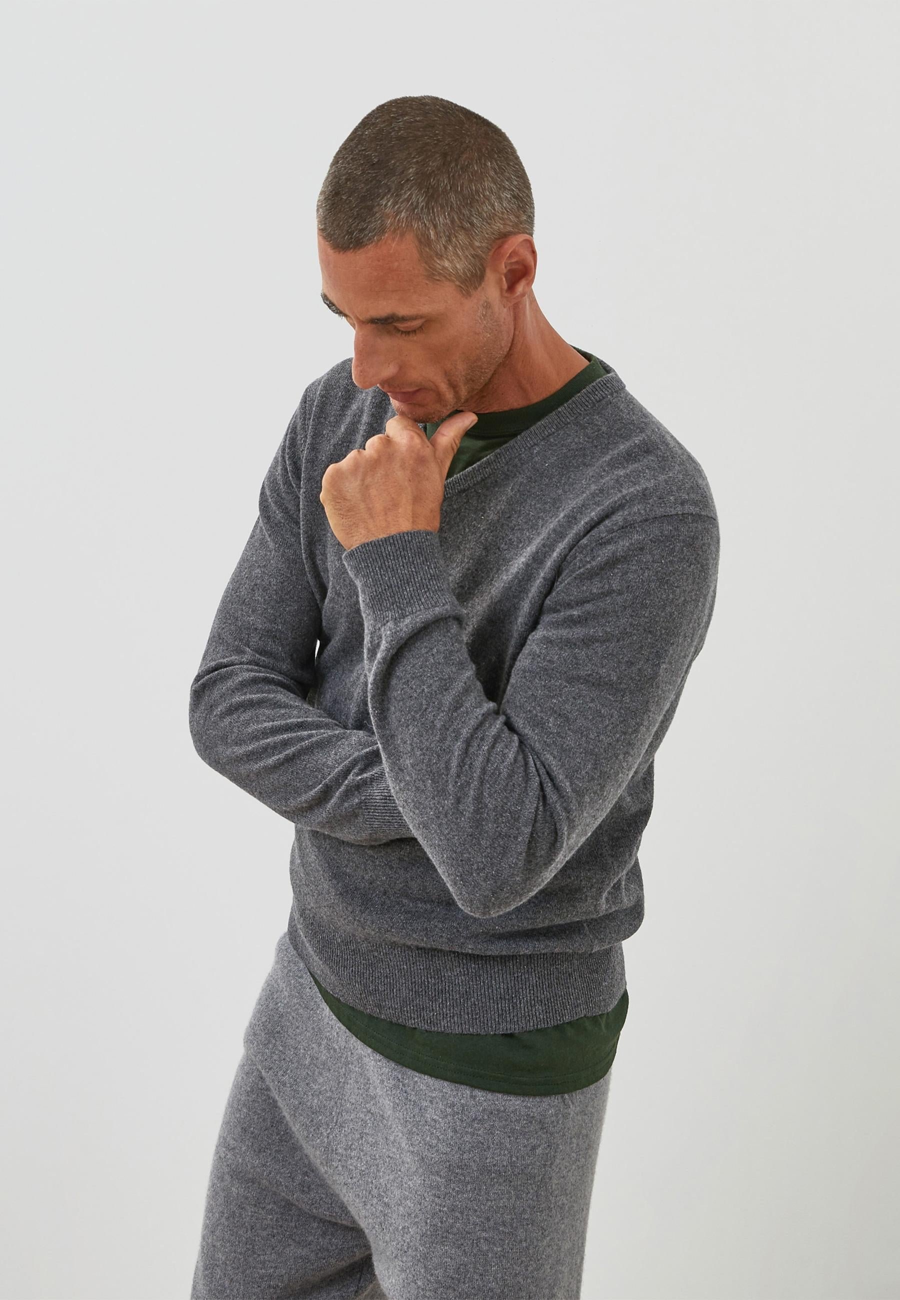 Pull homme col v cachemire RODIER Gris