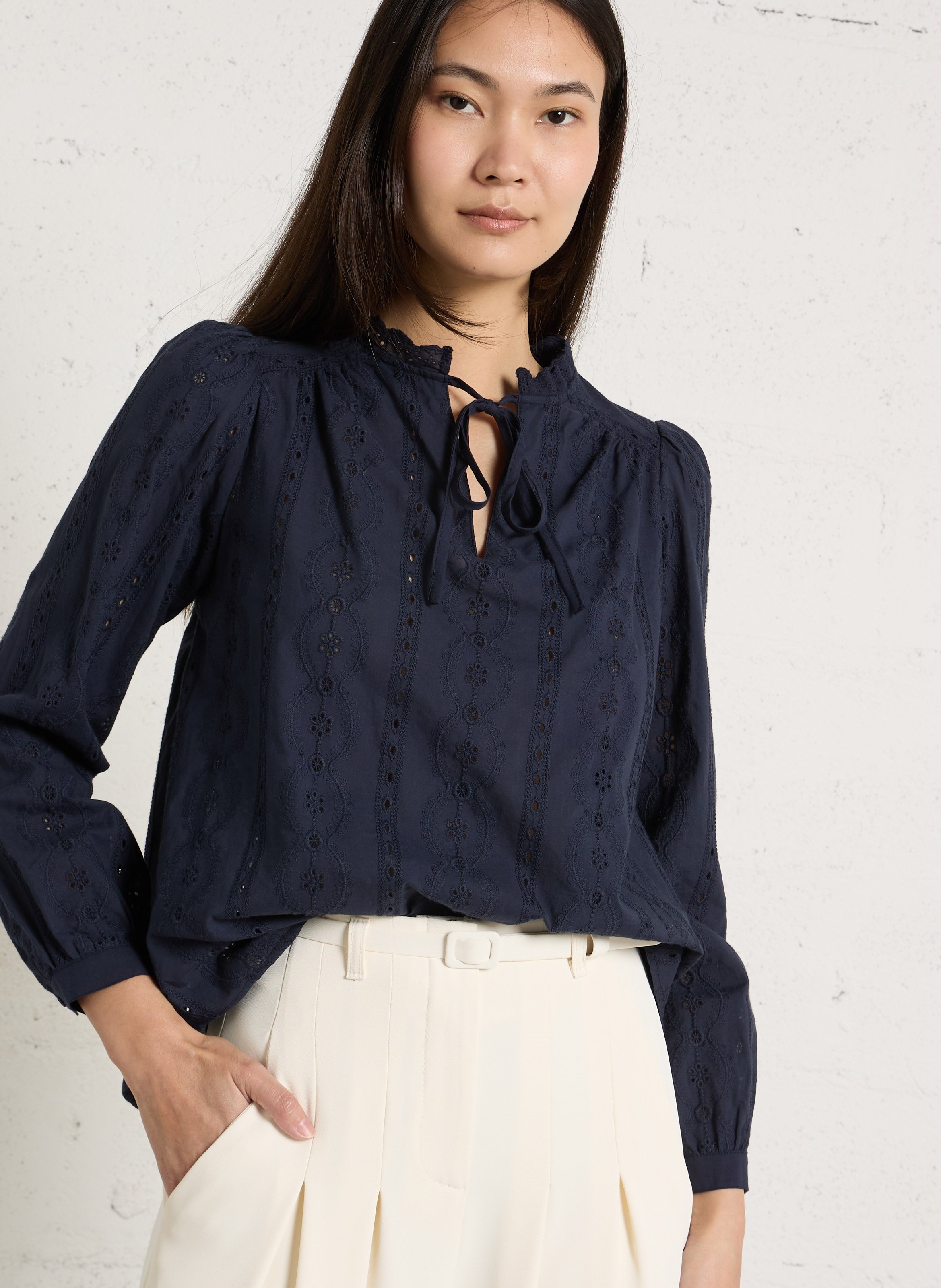 Bluse mit Henley-Ausschnitt SUD EXPRESS Blau
