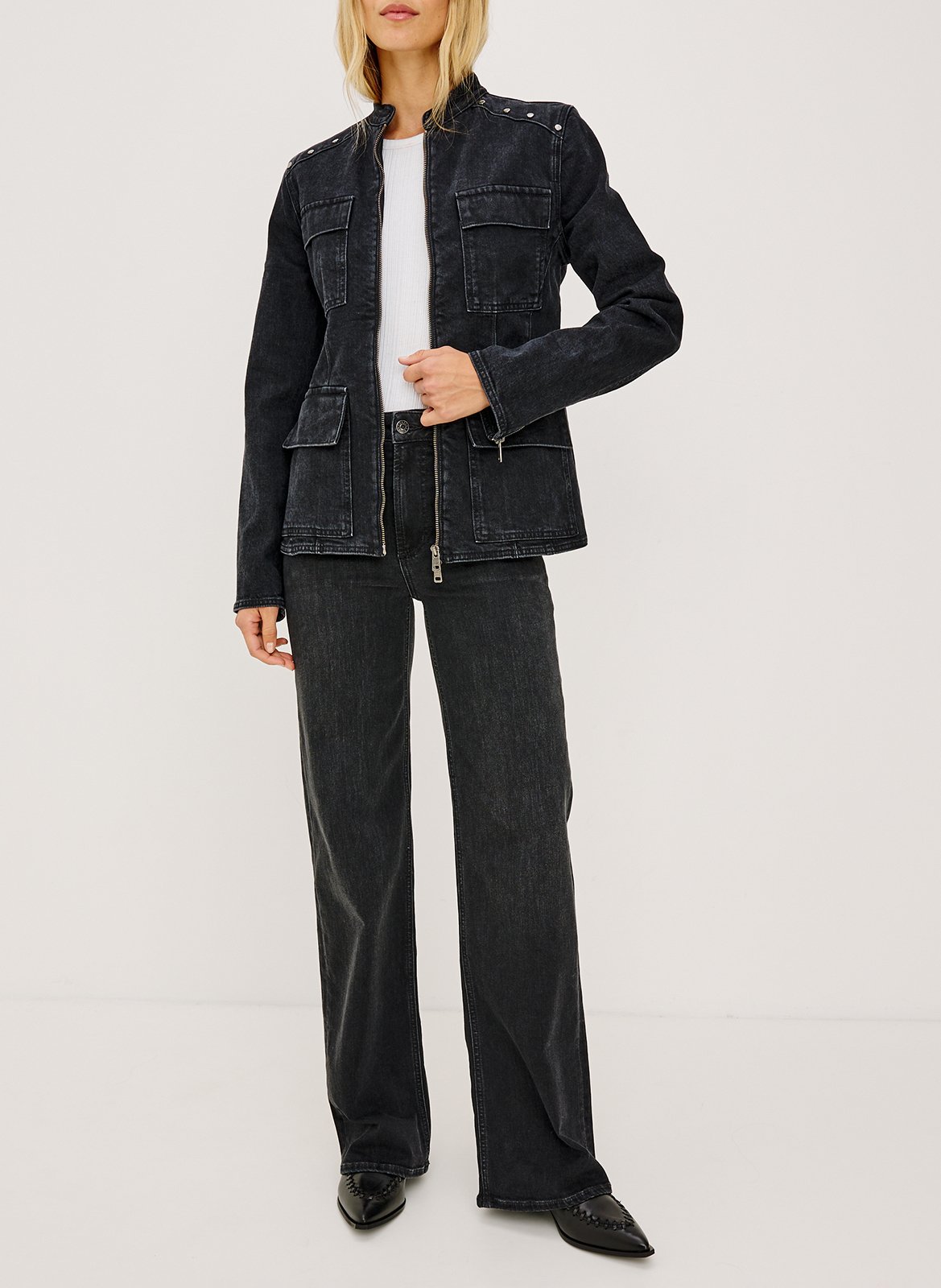 Cotton-blend flared jeans RAILS Black