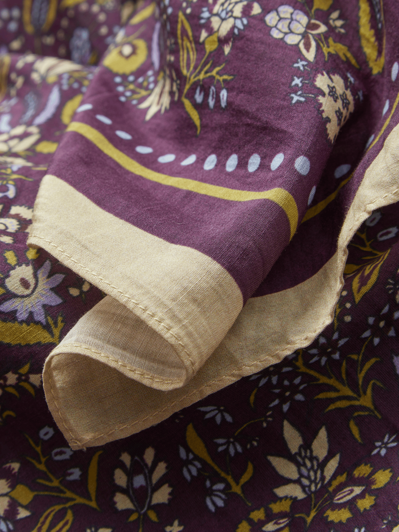Foulard carré imprimé floral en coton mélangé BECKSONDERGAARD Marron