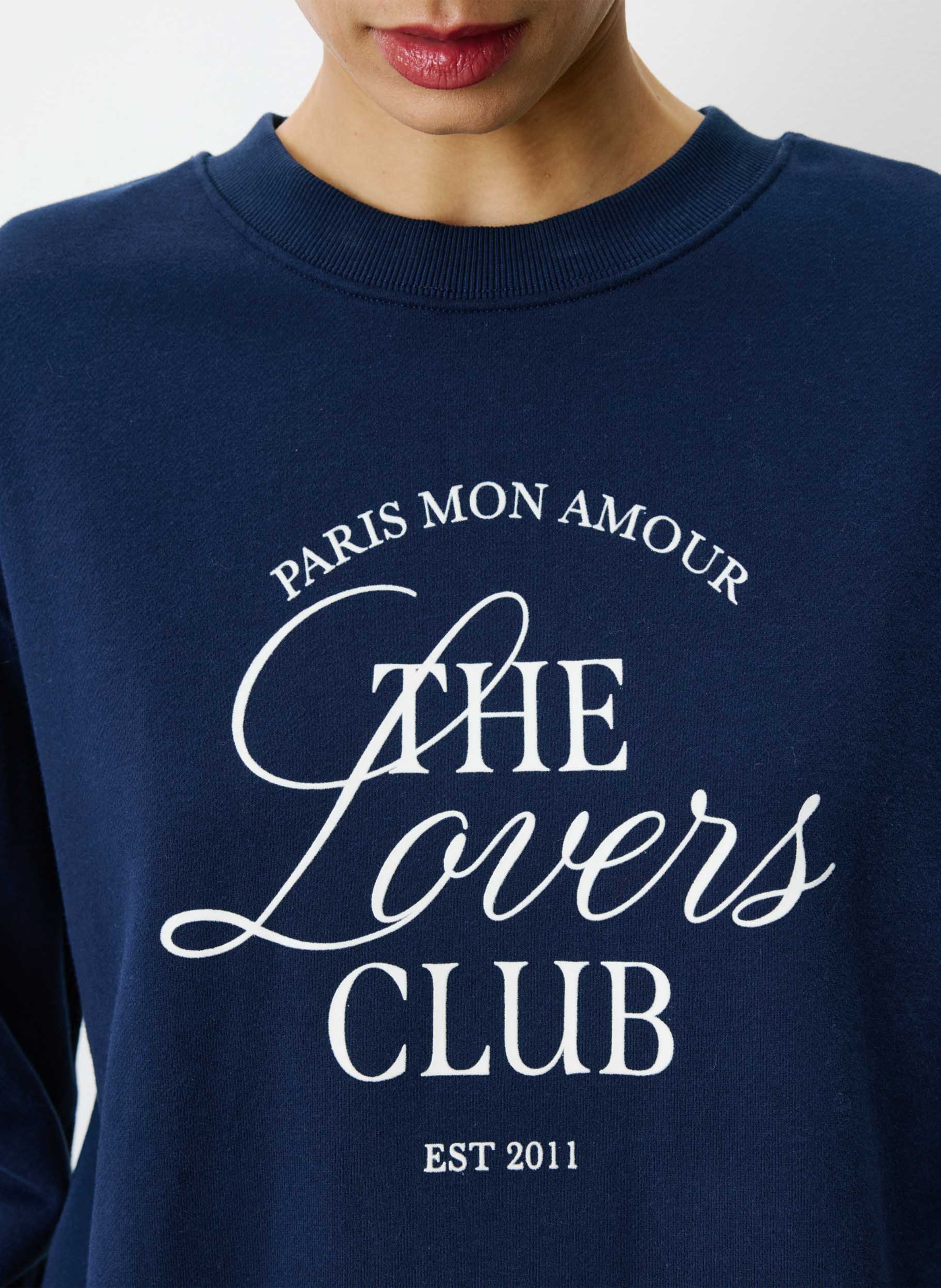 Round-neck cotton-blend sweatshirt GRACE ET MILA Blue