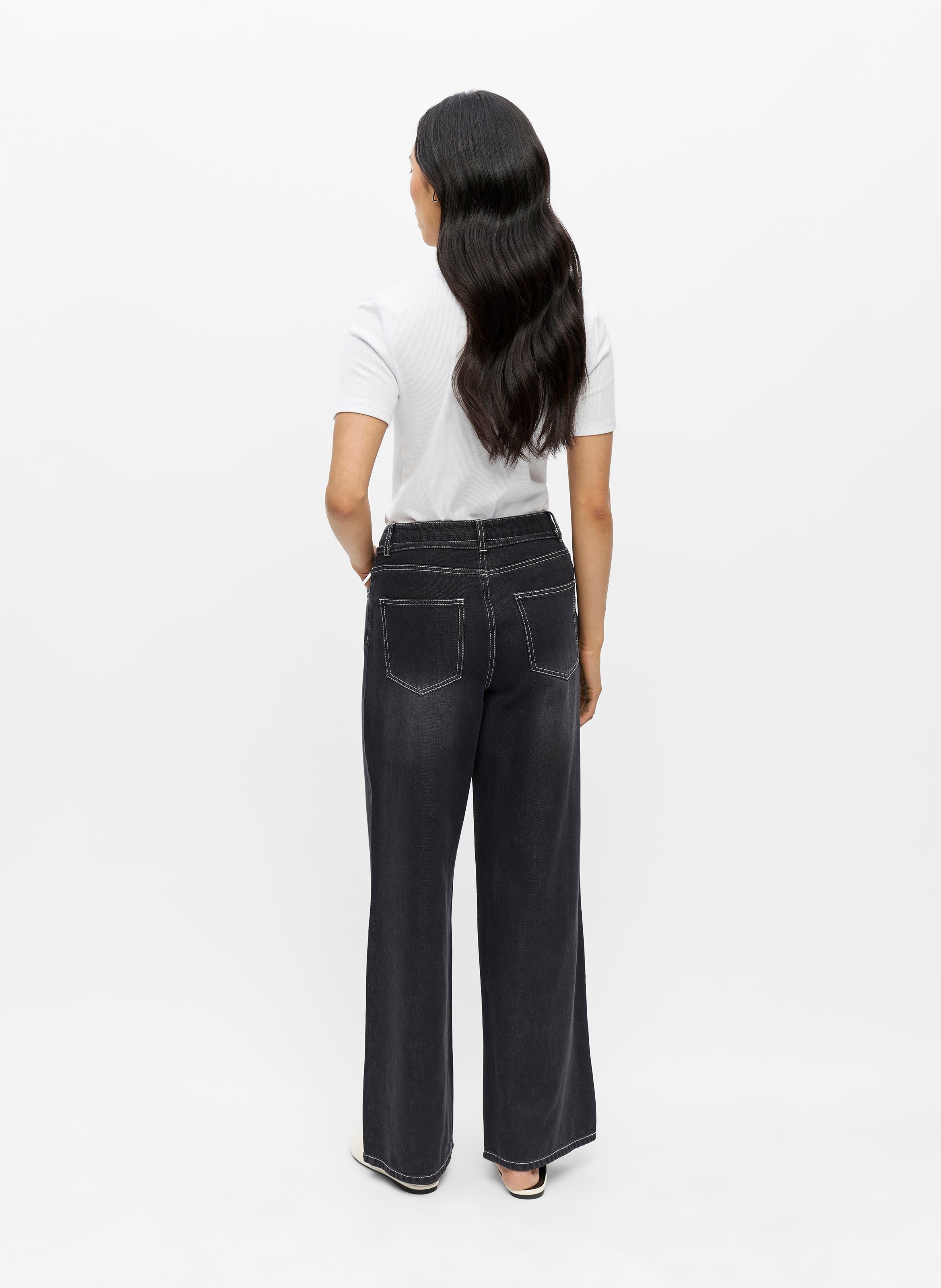 Flared organic cotton blend jeans OBJECT Black