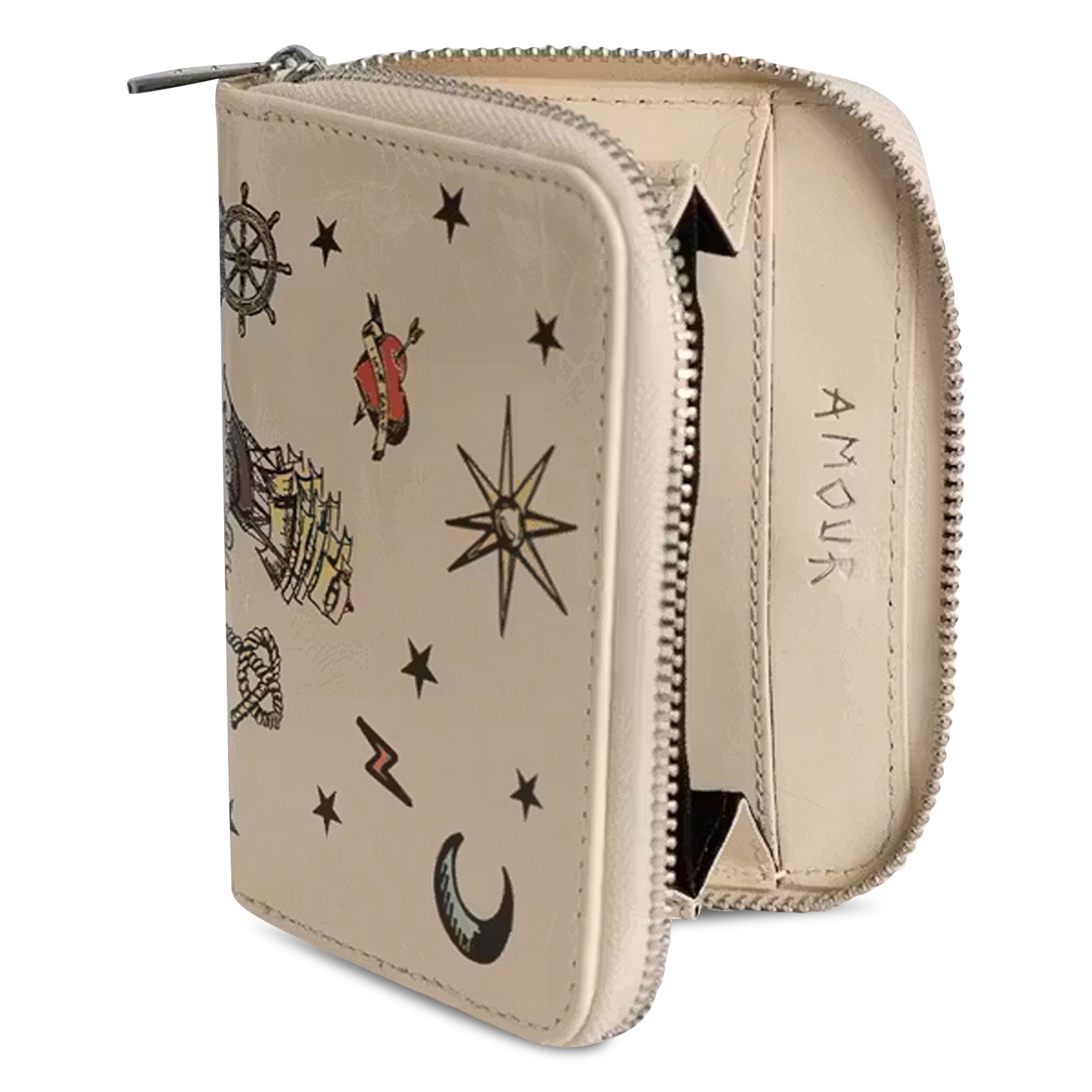 Portemonnaie aus Leder mit Print ZADIG&VOLTAIRE Weiss