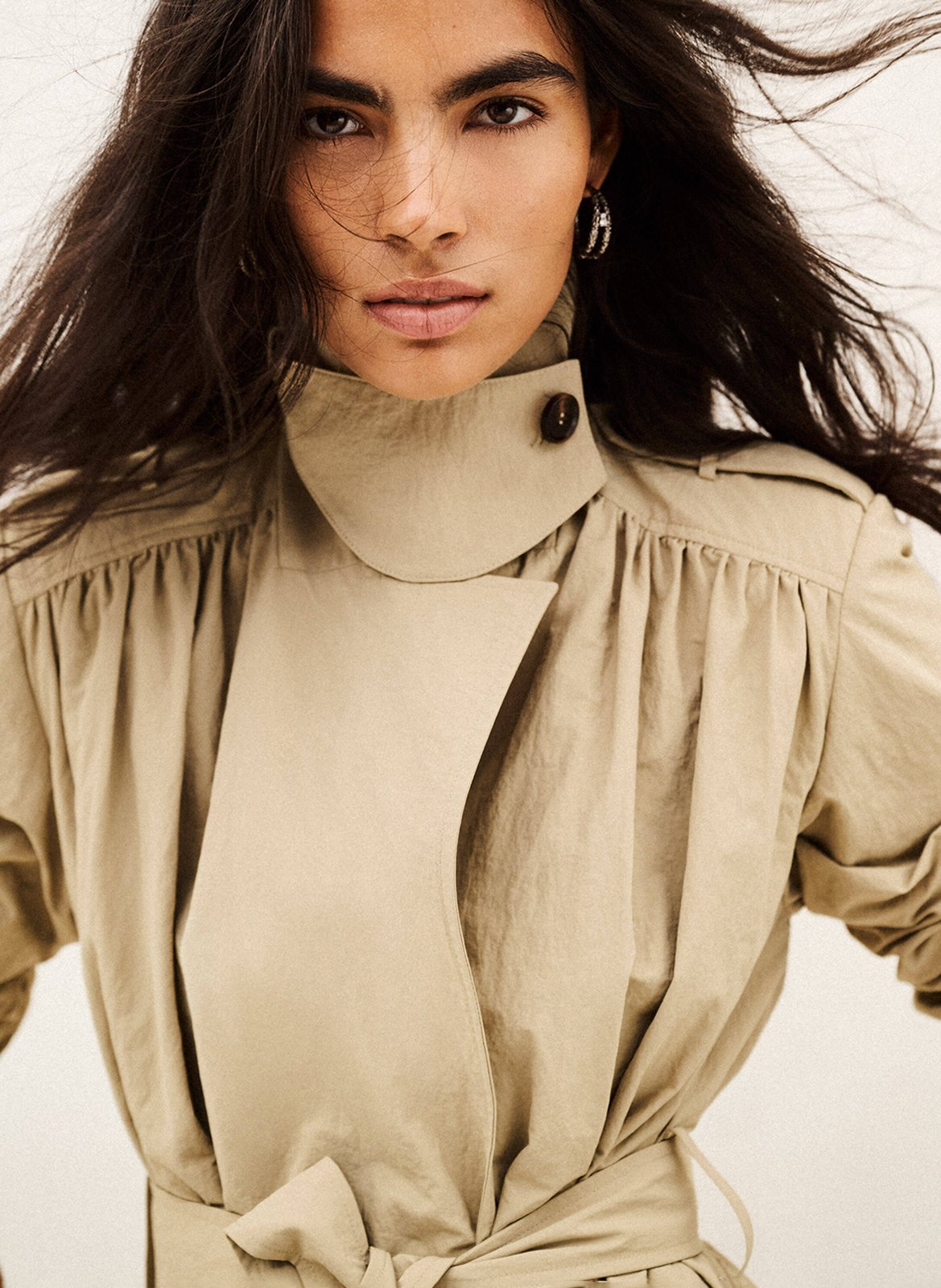 Trench long à col à revers BA&SH Beige