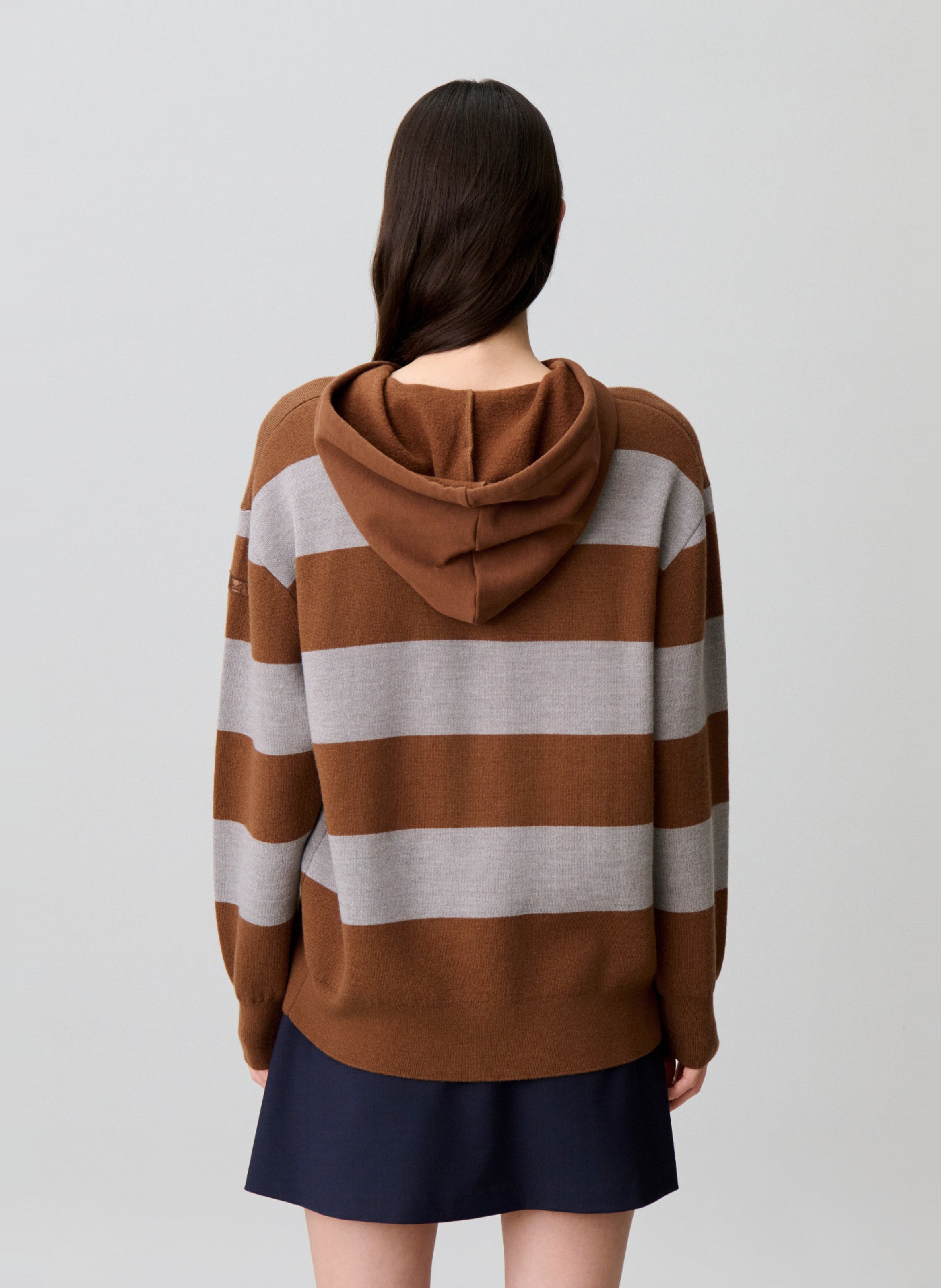 Sweat droit à rayures à capuche en laine mélangée CLAUDIE PIERLOT Multicolore