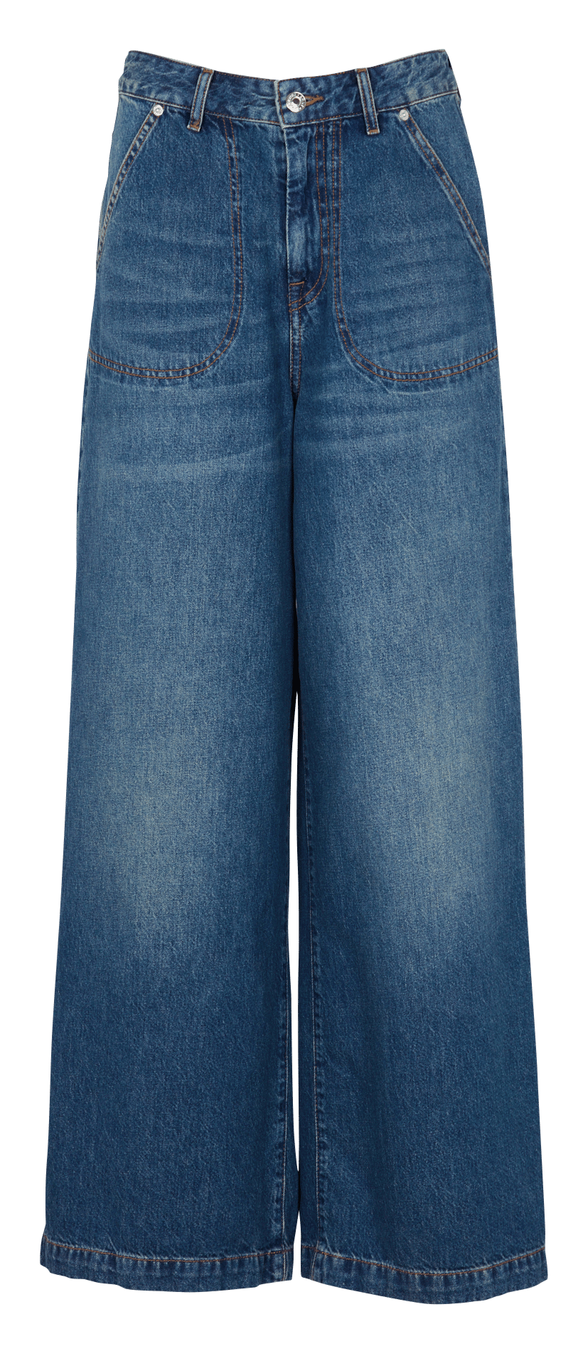 Wide-leg straight-cut cotton jeans BELLEROSE Blue