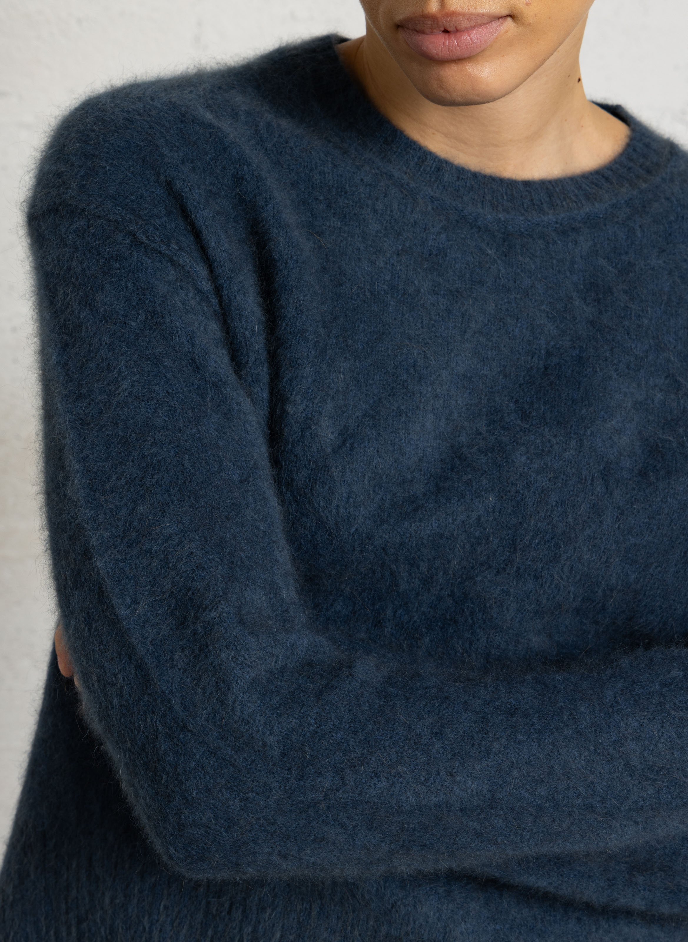 Pull col rond en laine BELLA JONES Bleu
