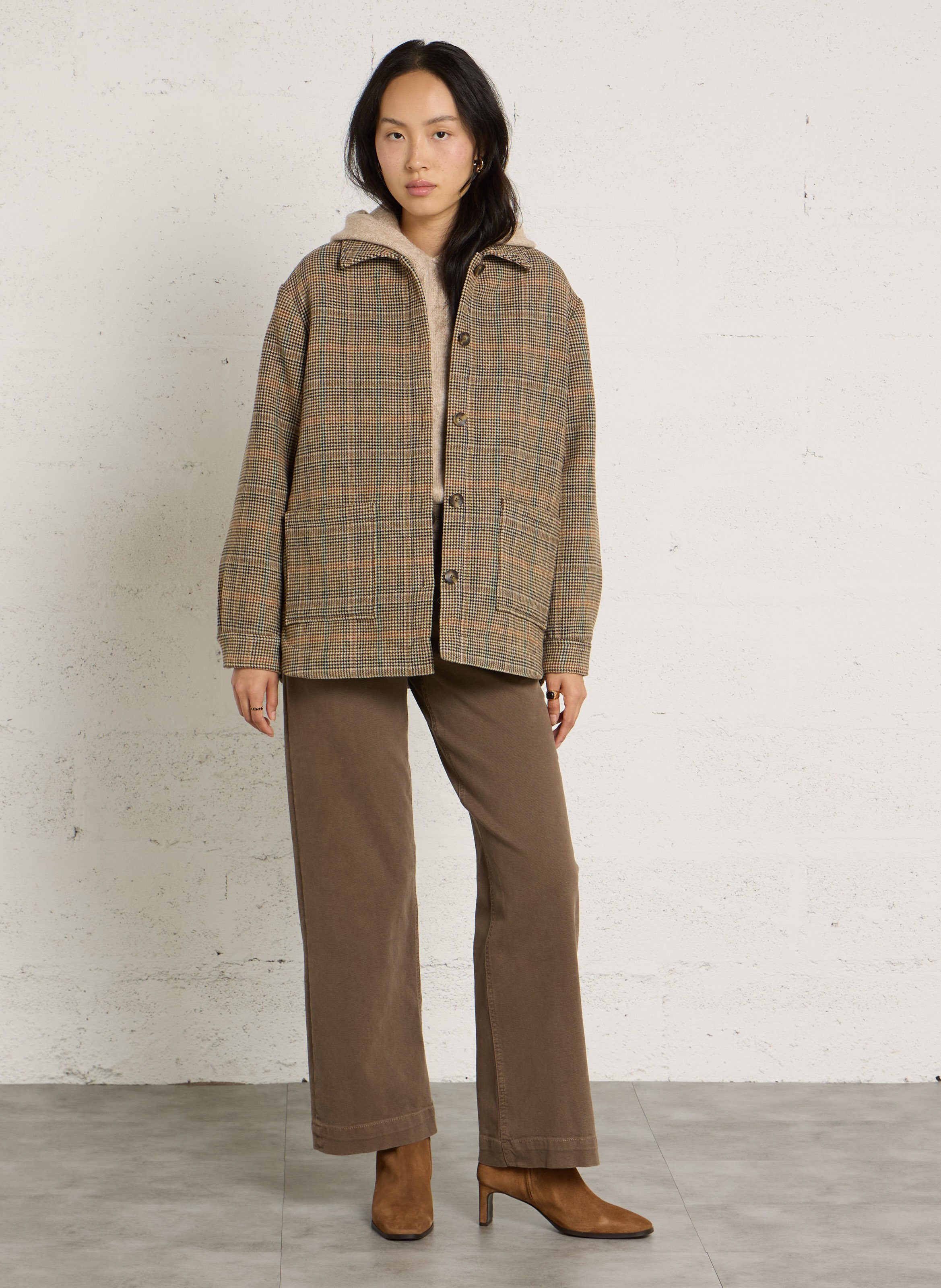 Oversized checked coat SUD EXPRESS Brown