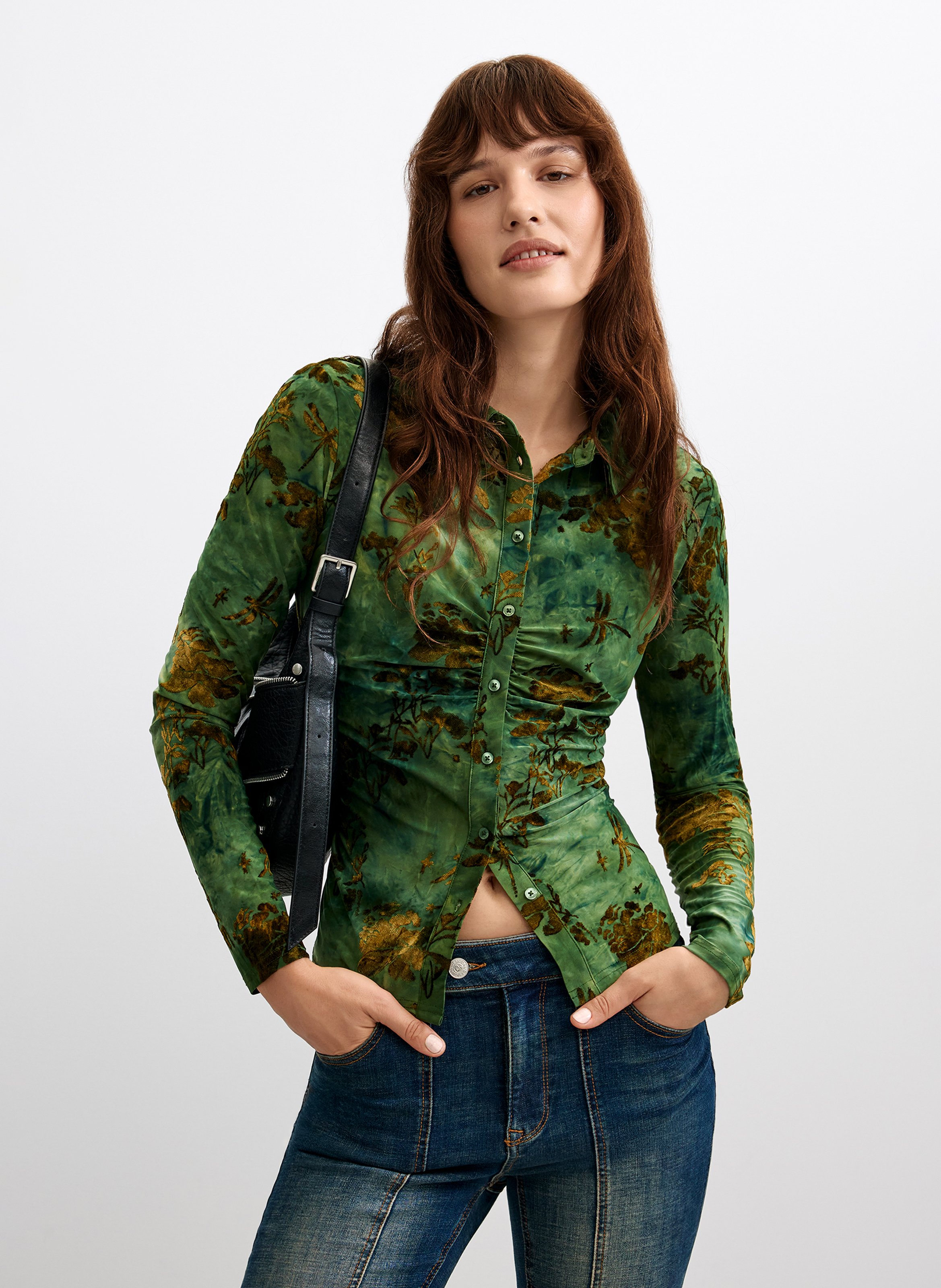 Printed straight shirt DESIGUAL Green