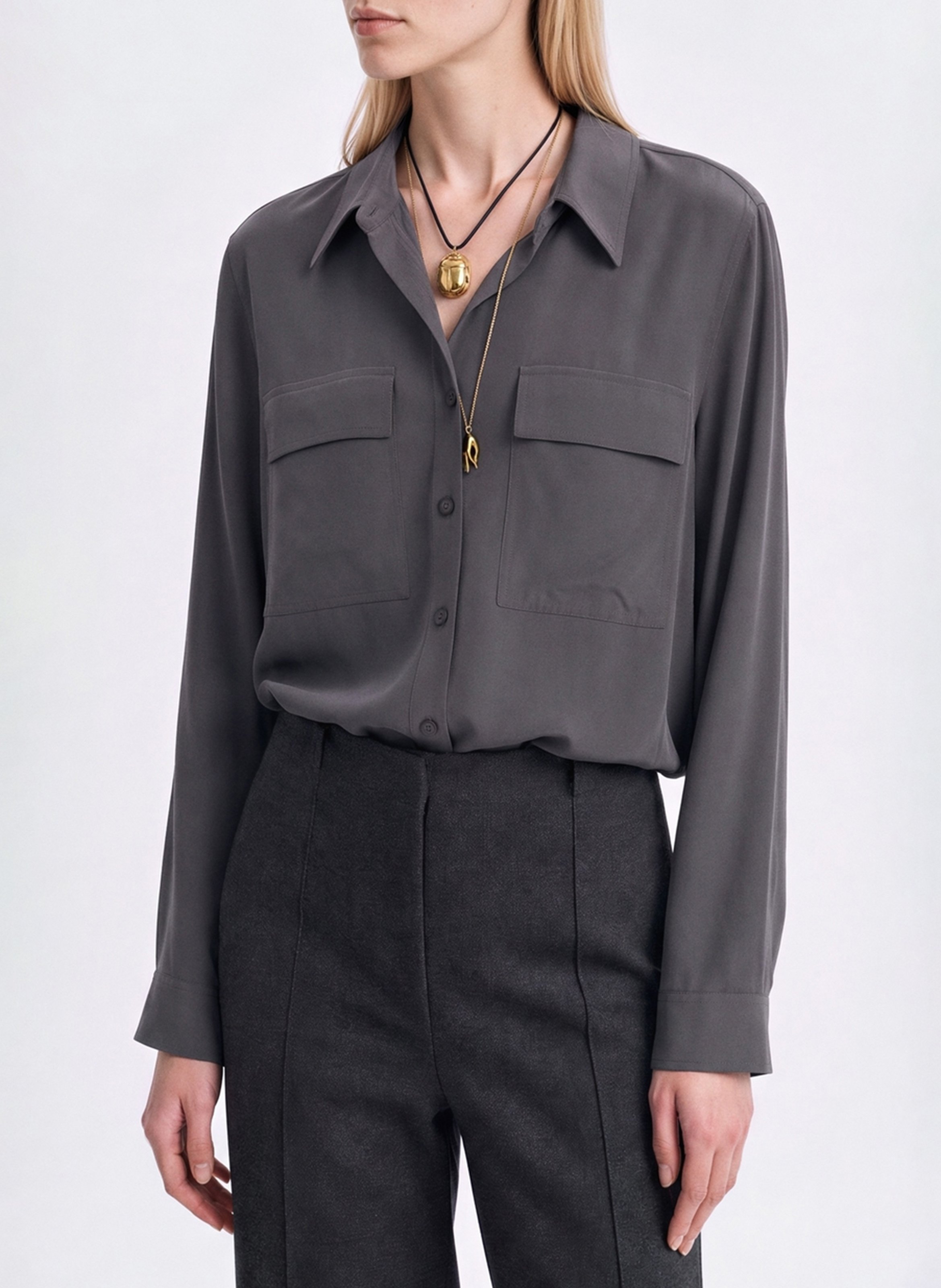Silk shirt with classic collar VANESSA BRUNO Grey