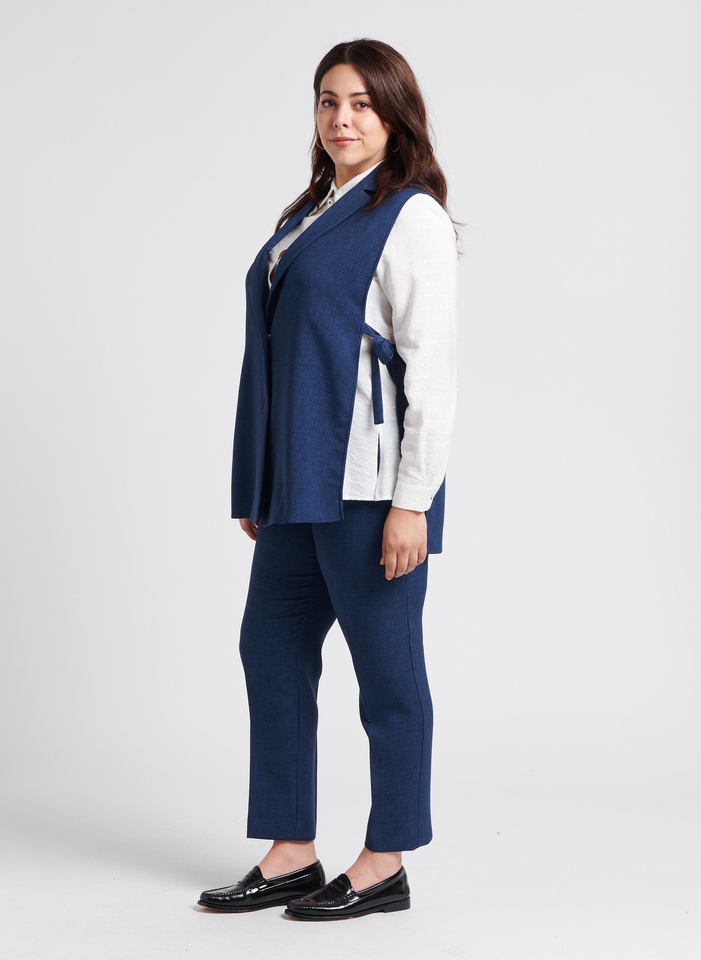 Pantalon droit à pince taille haute  PERSONA by Marina Rinaldi Bleu