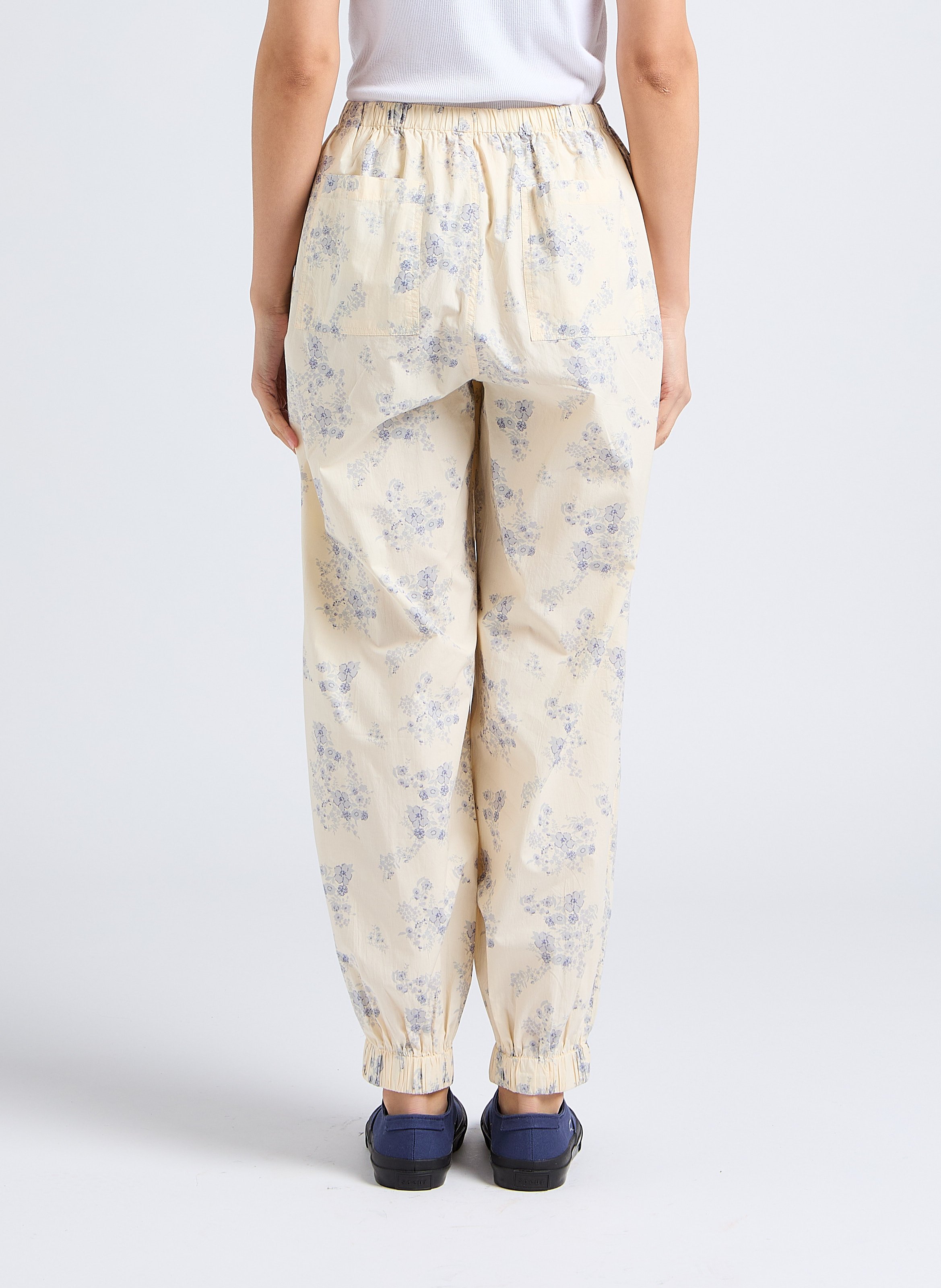 High-waisted straight printed cotton pants LAURENCE BRAS Blue