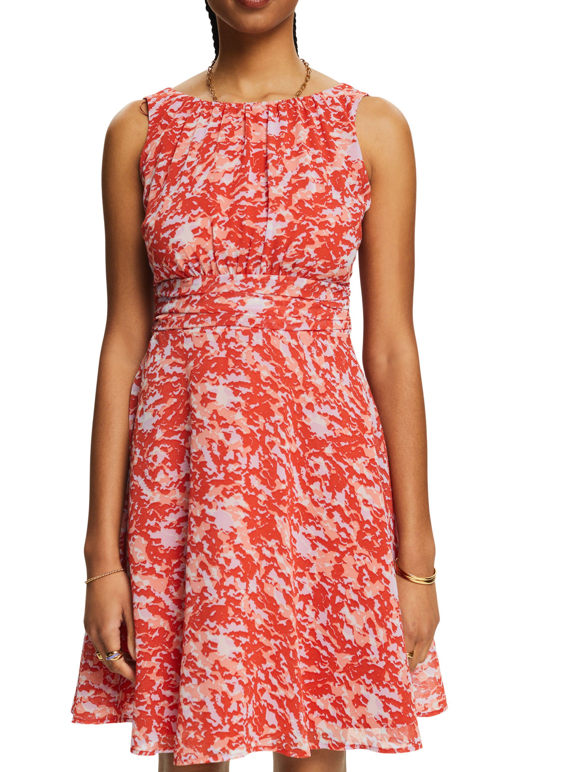 Robe courte ajustée imprimée ESPRIT Orange