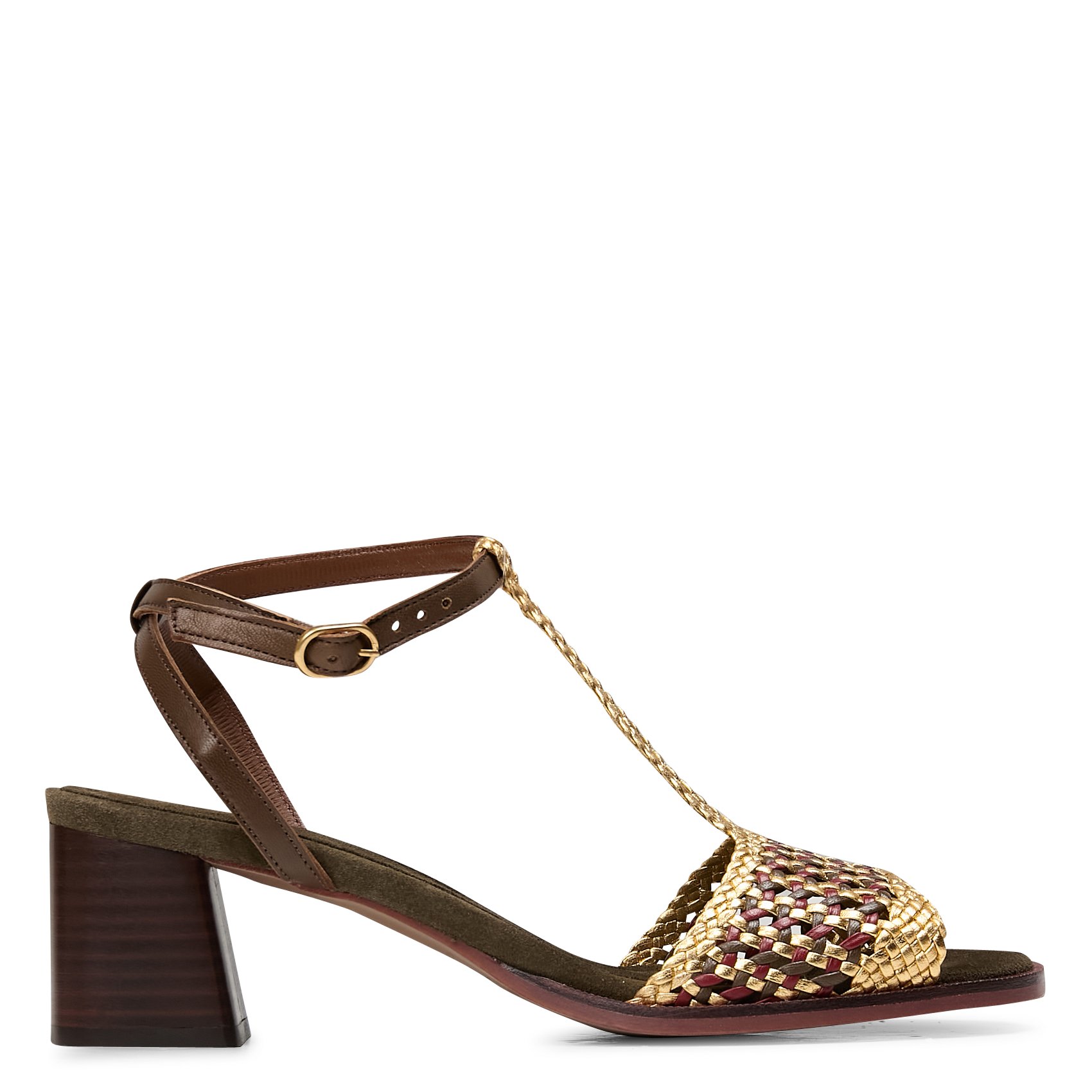 Gevlochten, leren sandalen met hak ANONYMOUS COPENHAGEN Veelkleurig