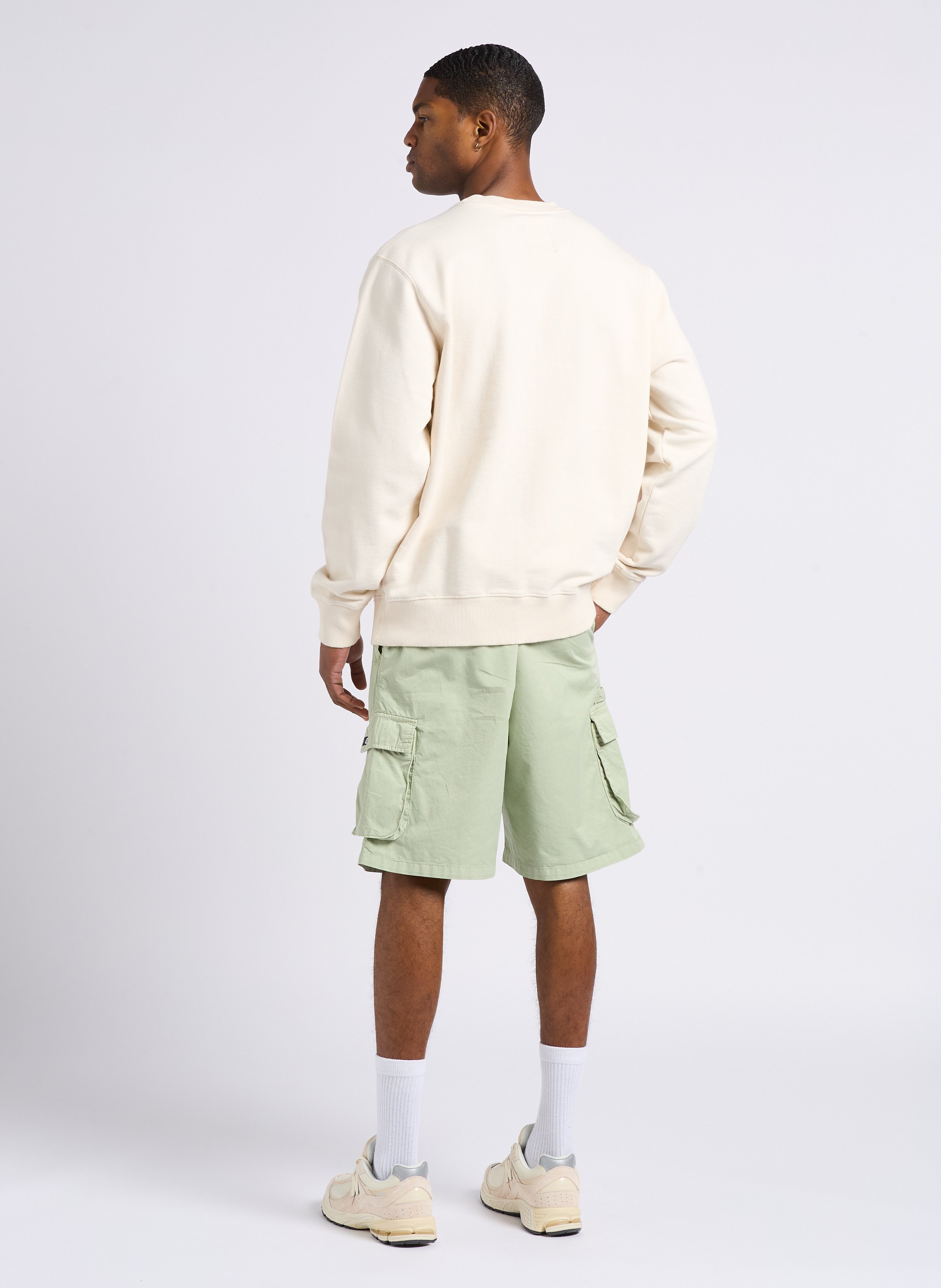 Short cotton twill cargo Beige