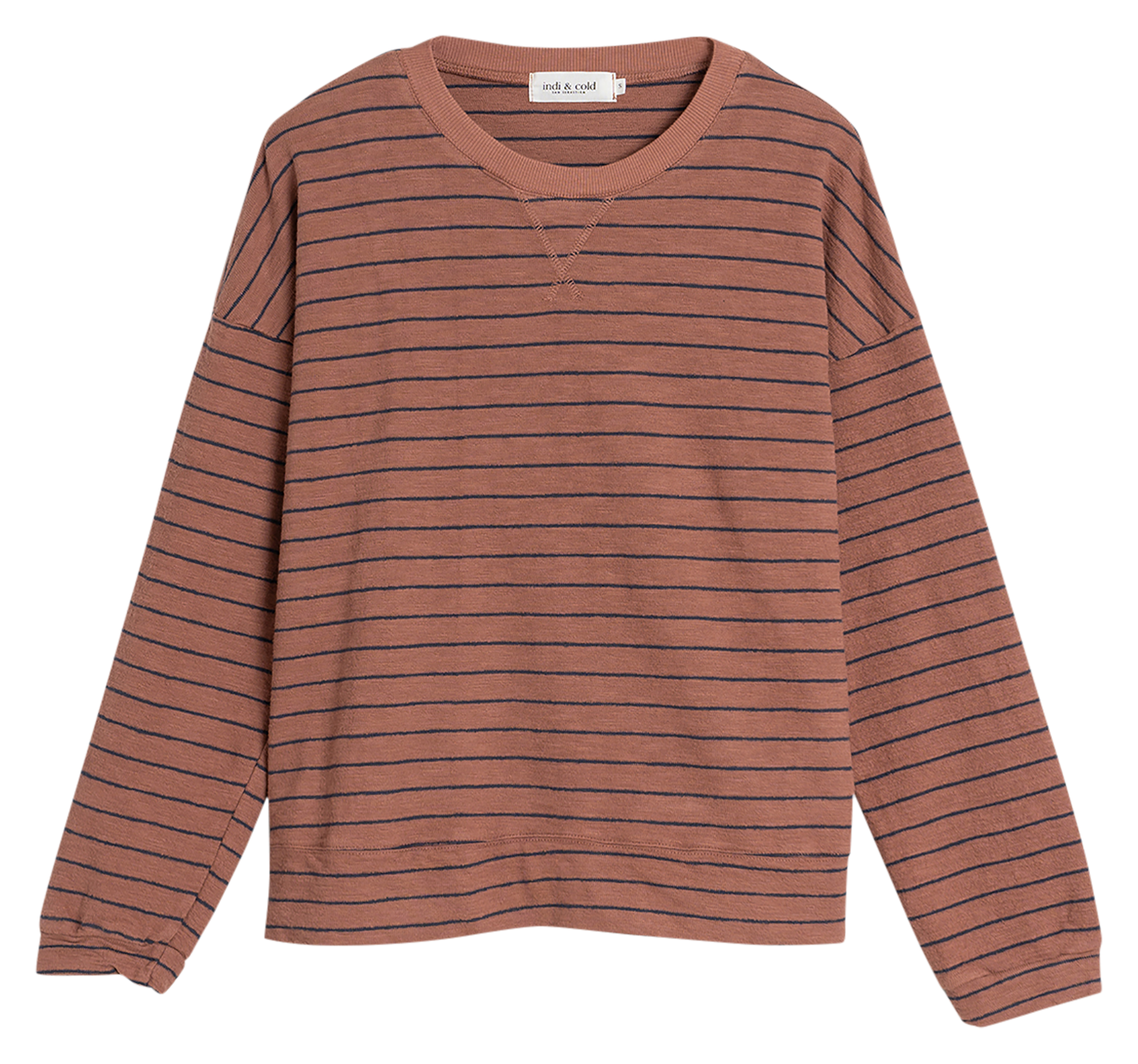 Pull col rond en coton bio  INDI & COLD Marron
