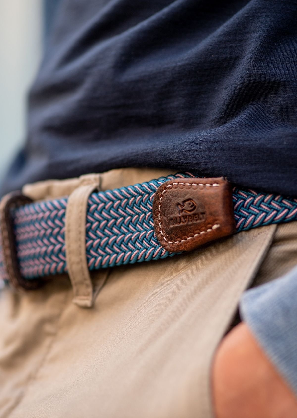 Multicolored braided elastic belt BILLYBELT Blue