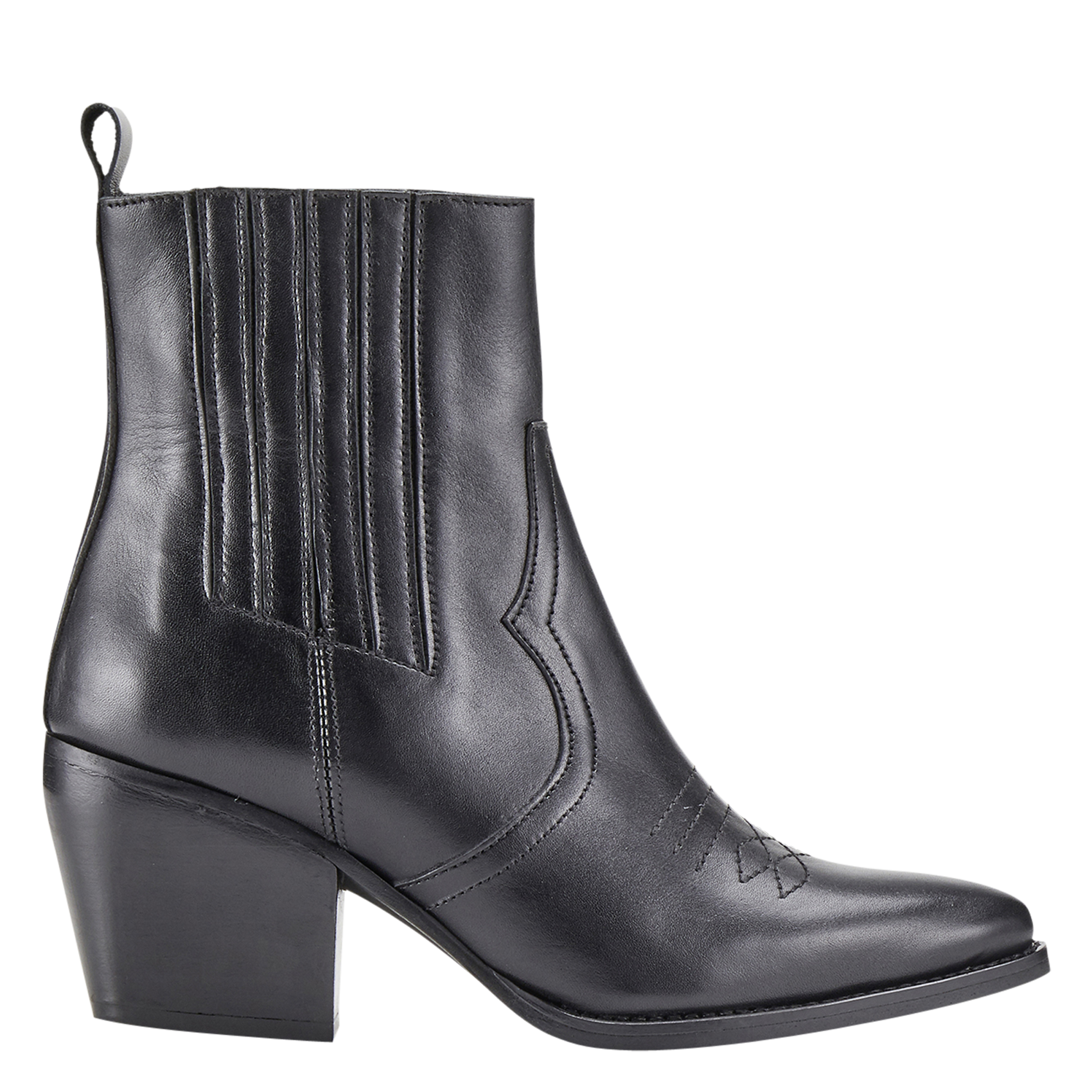 Western Chelsea Leather Ankle Boots COSMOPARIS Black