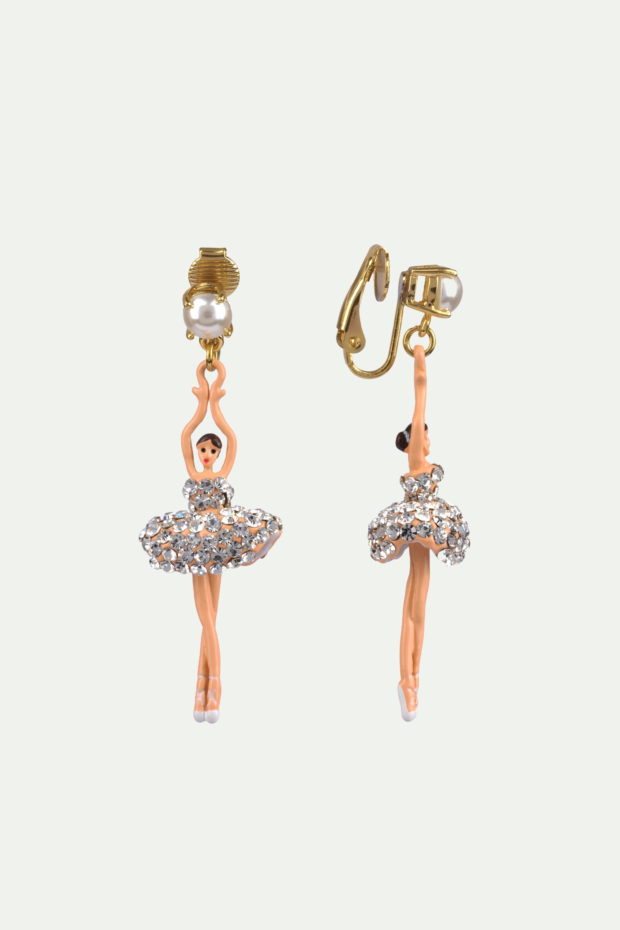 Ballet pointe crystal earrings LES NEREIDES White