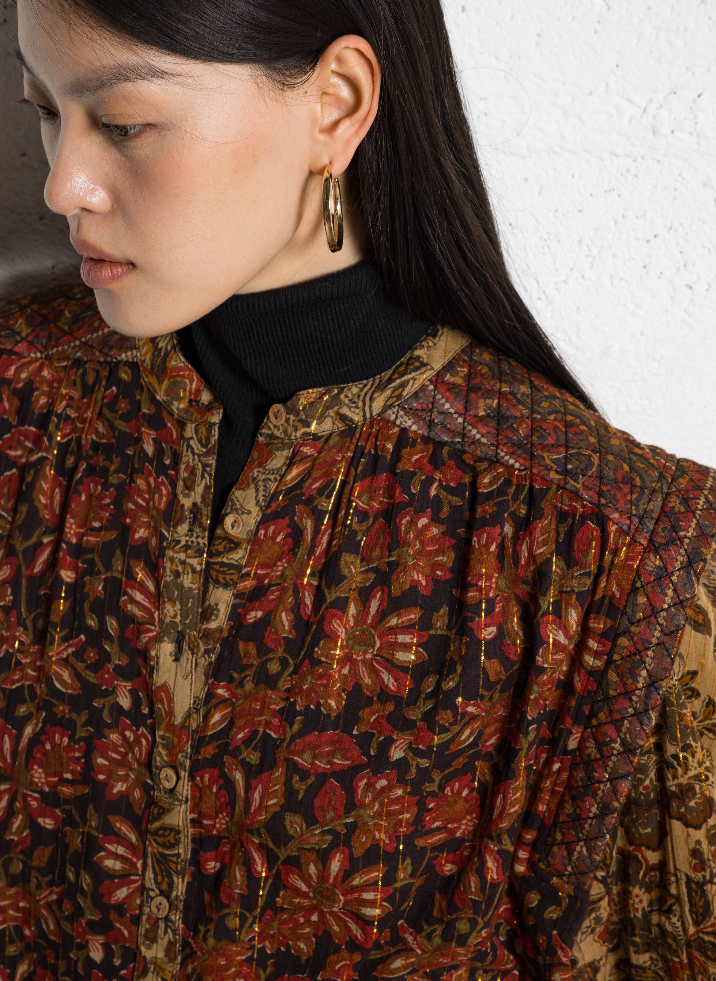 Chemise ample en coton mélangé MAISON HOTEL Orange