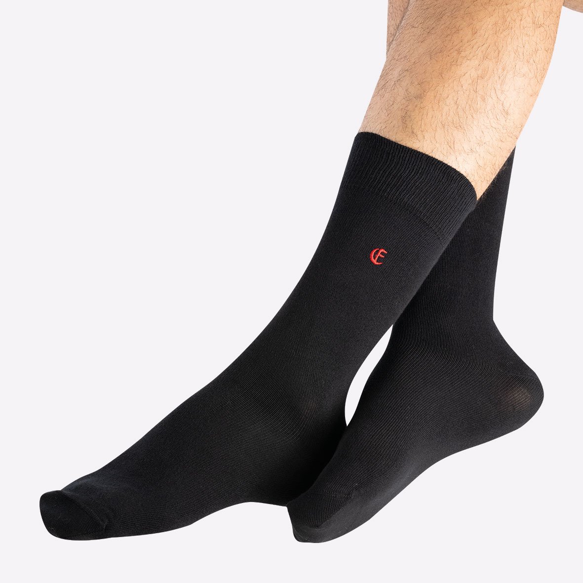 Set of 2 pairs of mid-high essential men's socks in combed cotton by Eminence. EMINENCE Black
