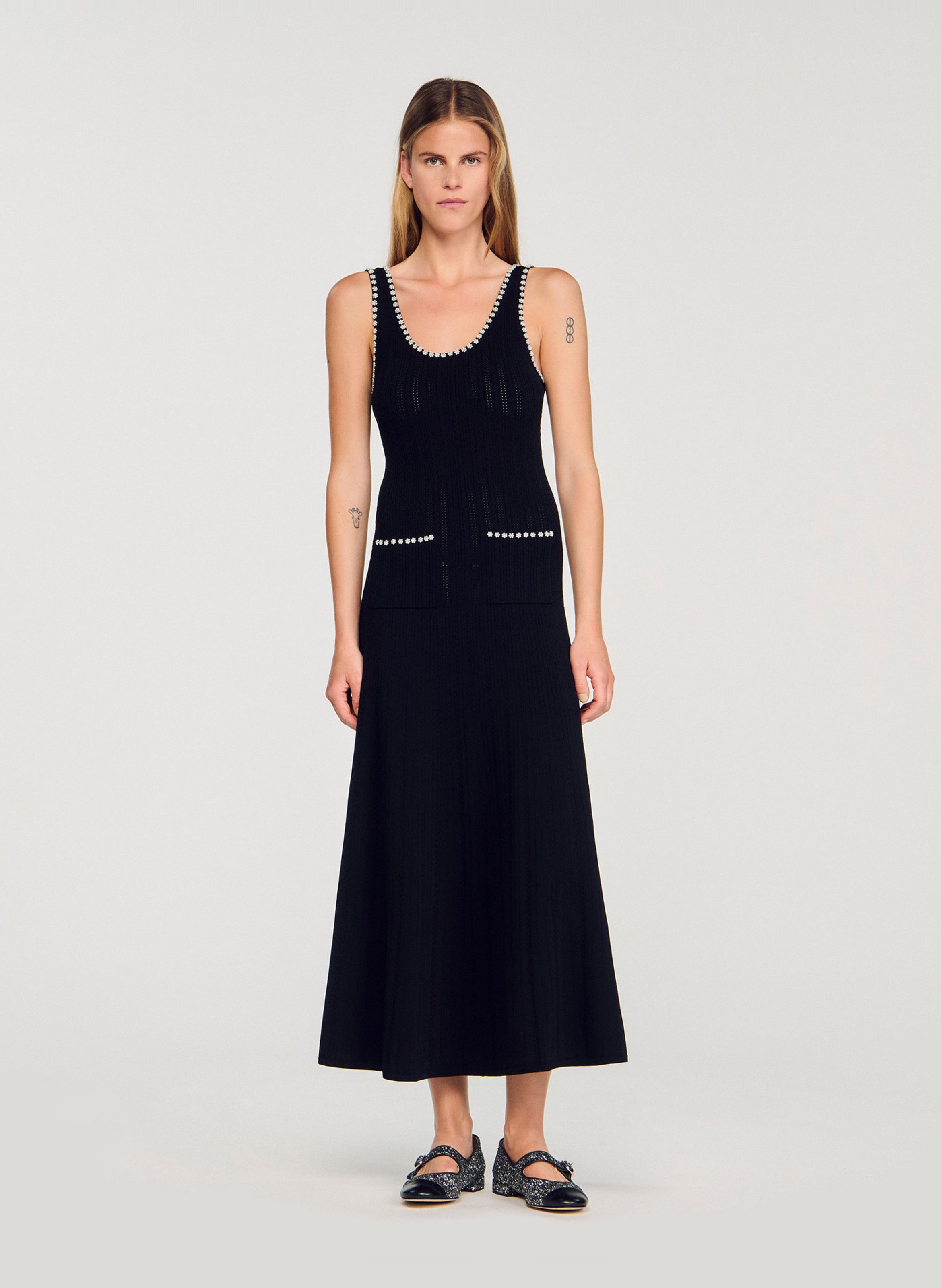 Robe longue en maille SANDRO Noir