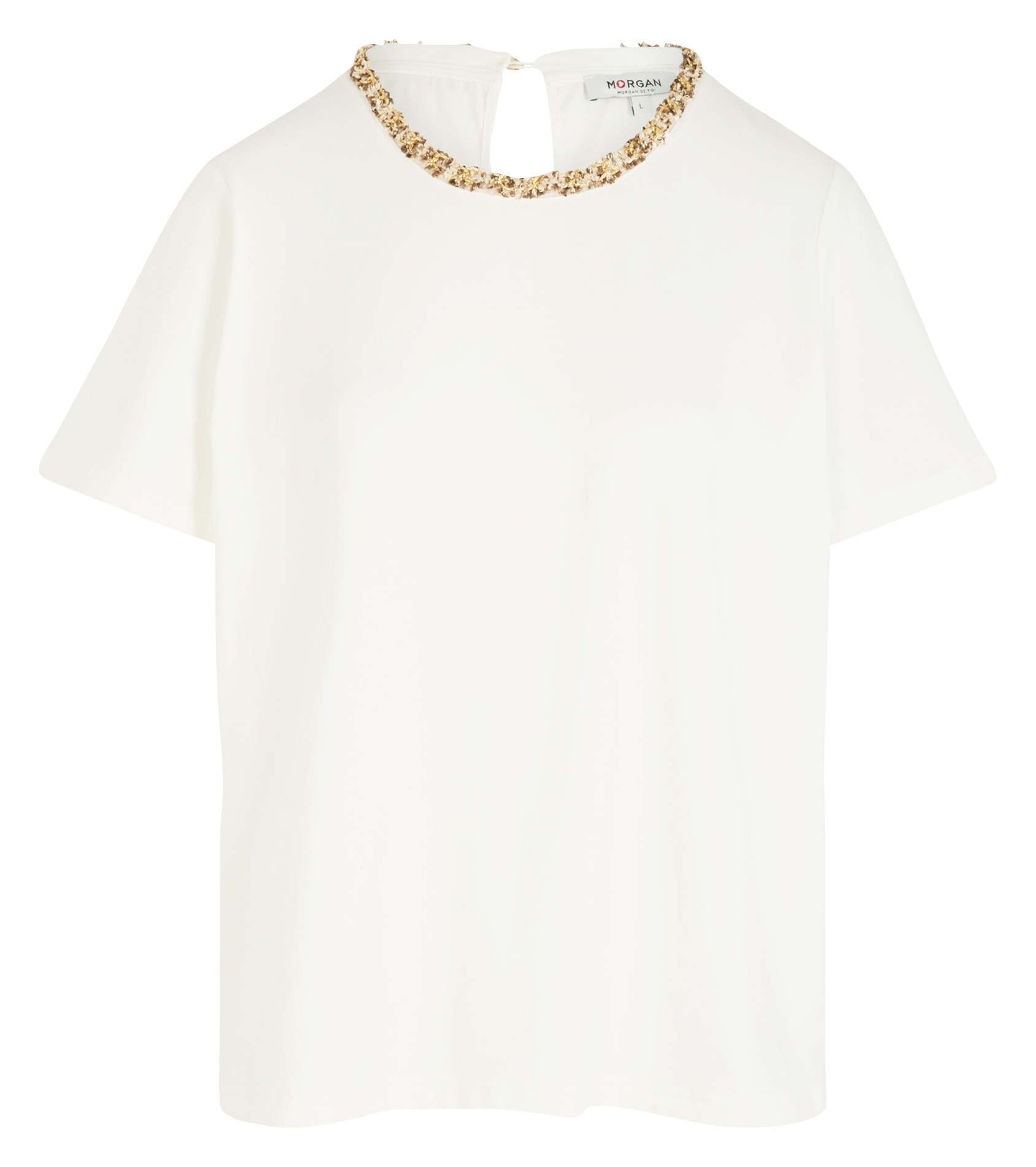 Tee-shirt col rond en coton mélangé MORGAN Blanc