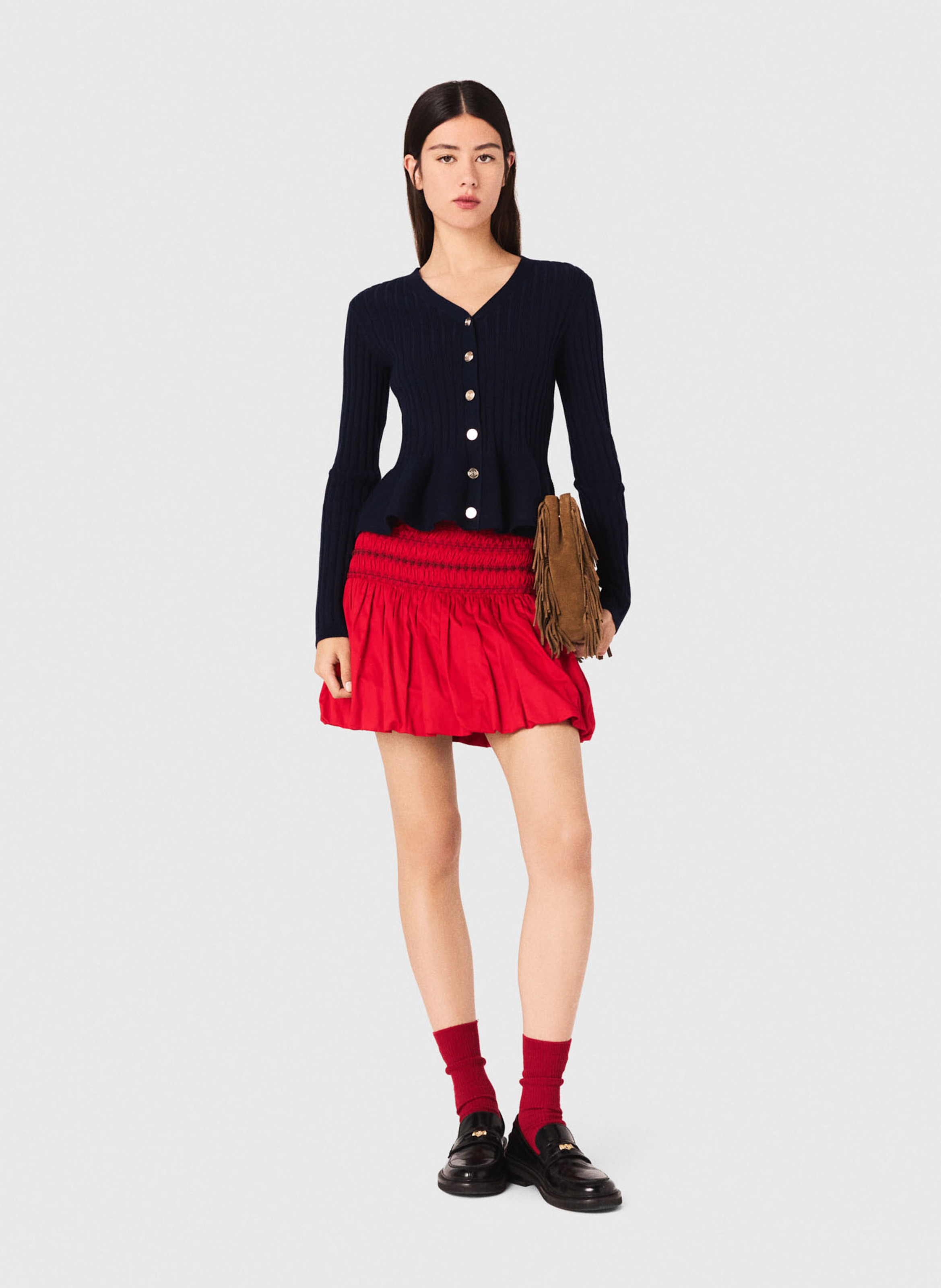 Fitted solid button-up cardigan MAJE Blue