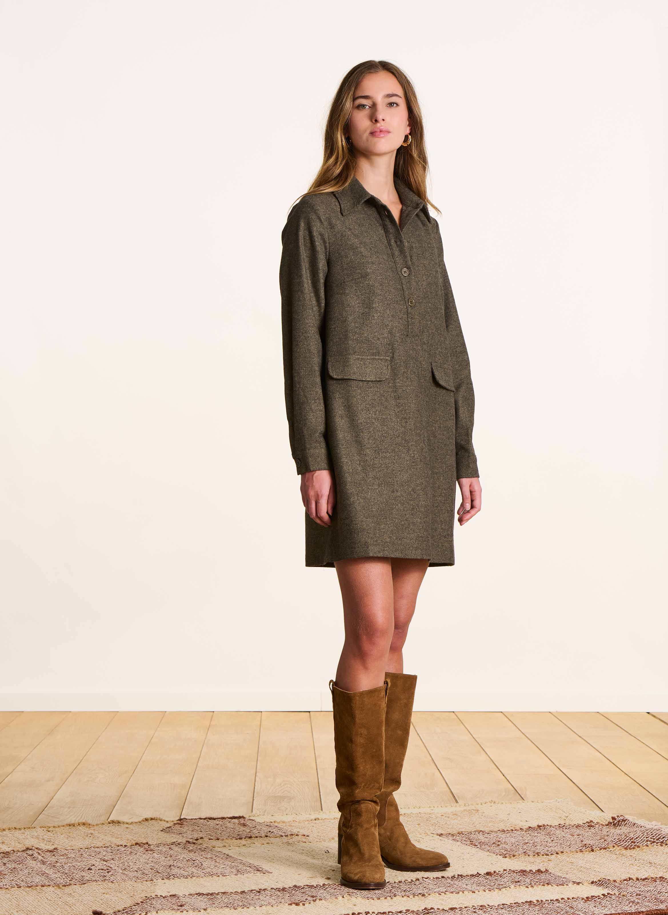 Short dress in blended recycled cotton LA FEE MARABOUTEE Brown