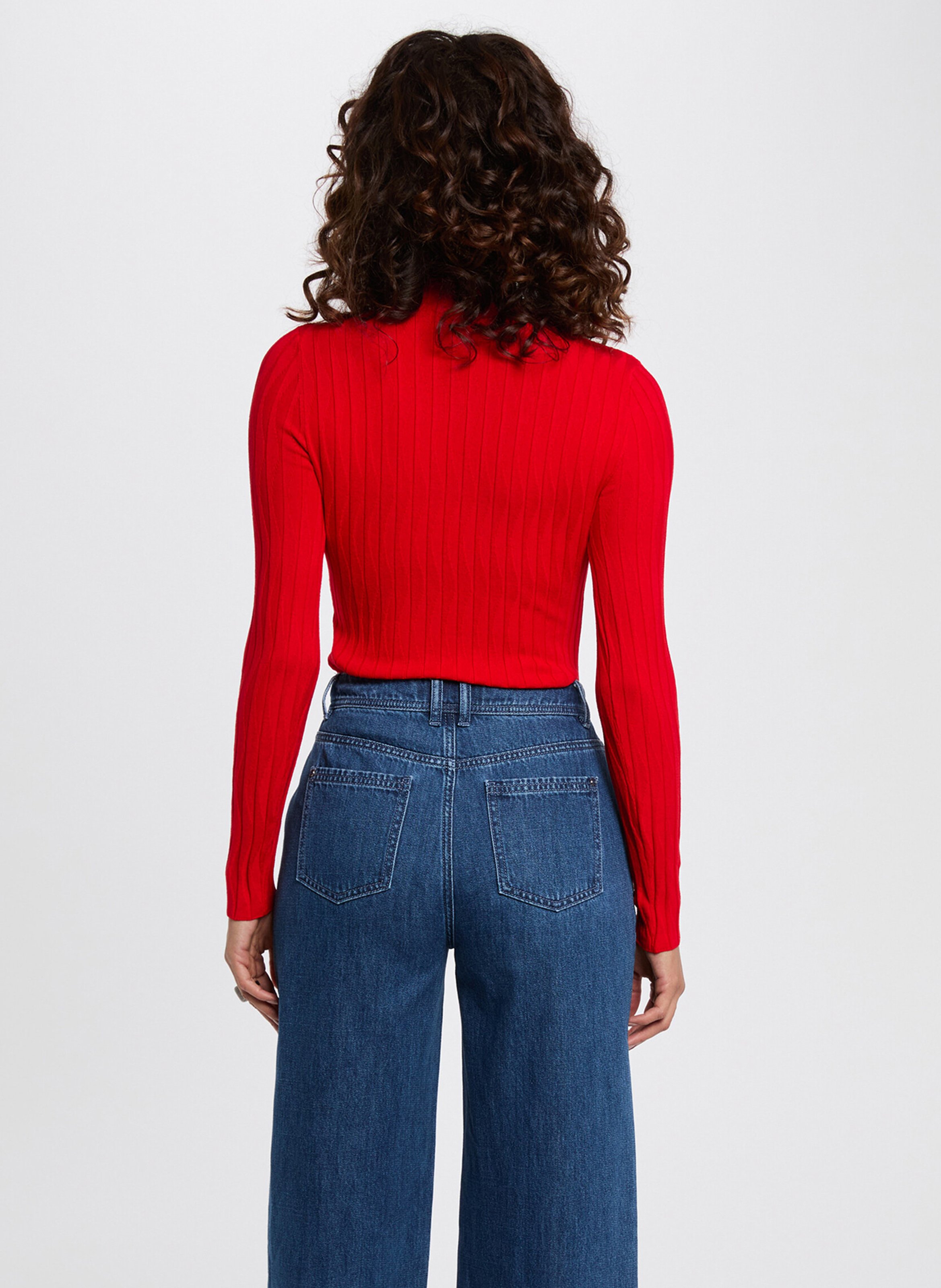 Nauwsluitende trui met opstaande kraag  MORGAN Rood