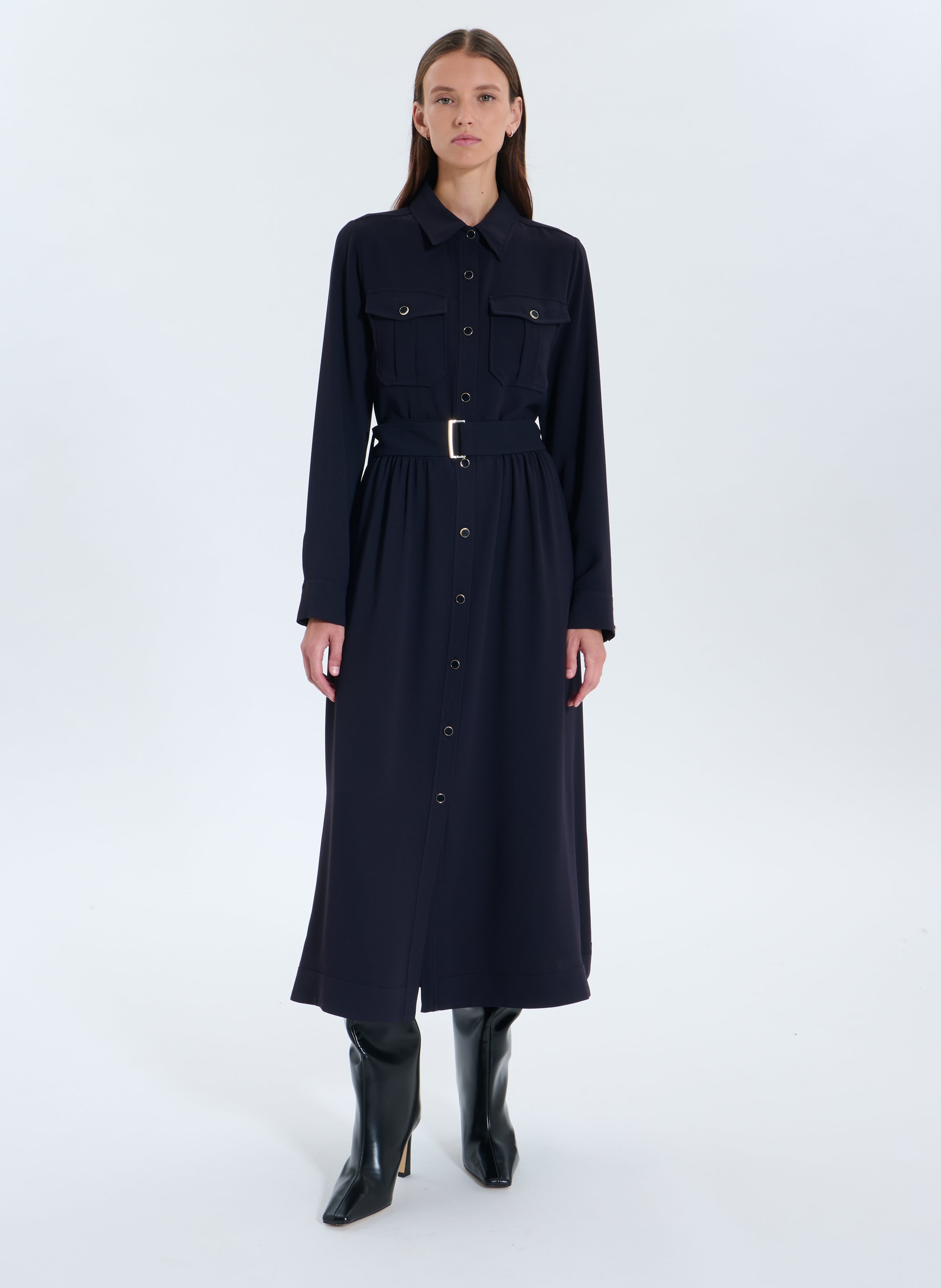 Lange jurk met klassieke kraag ZAPA