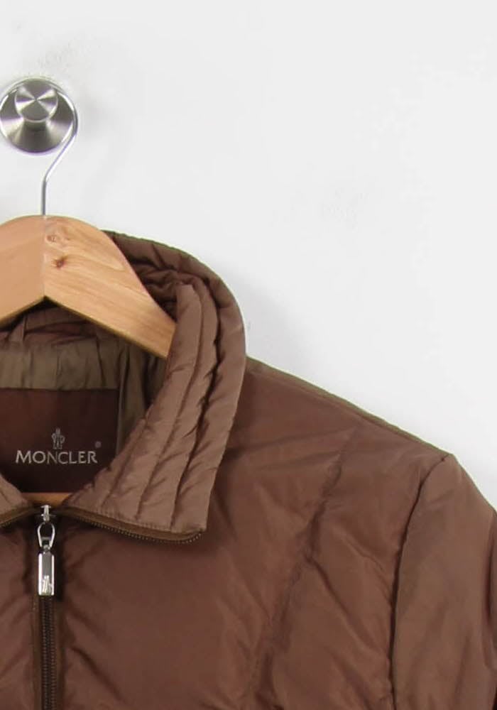 Lightweight quilted padded jacket with high neck MONCLER - Seconde Main Brown