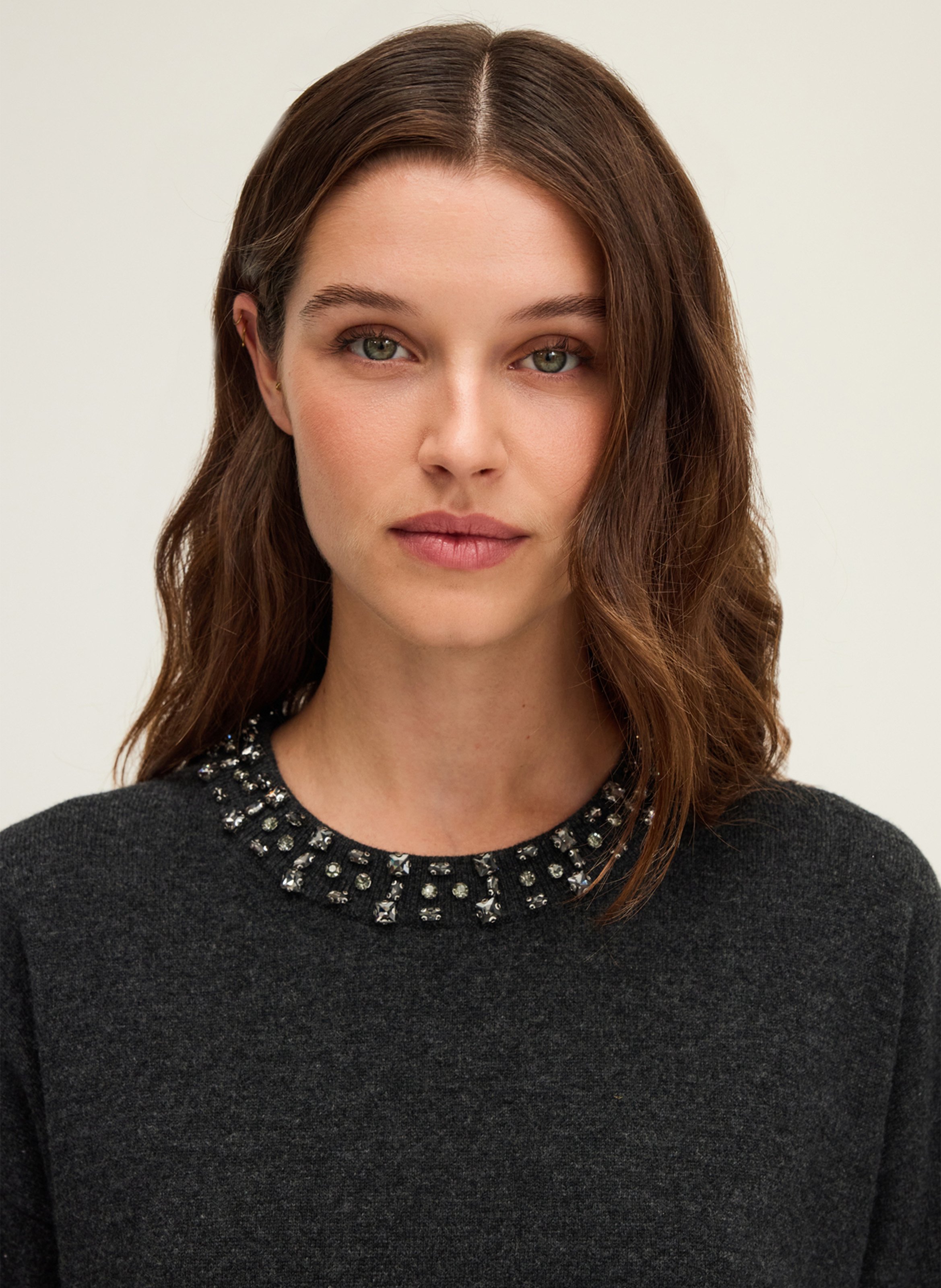 Pull col rond en laine PABLO Gris