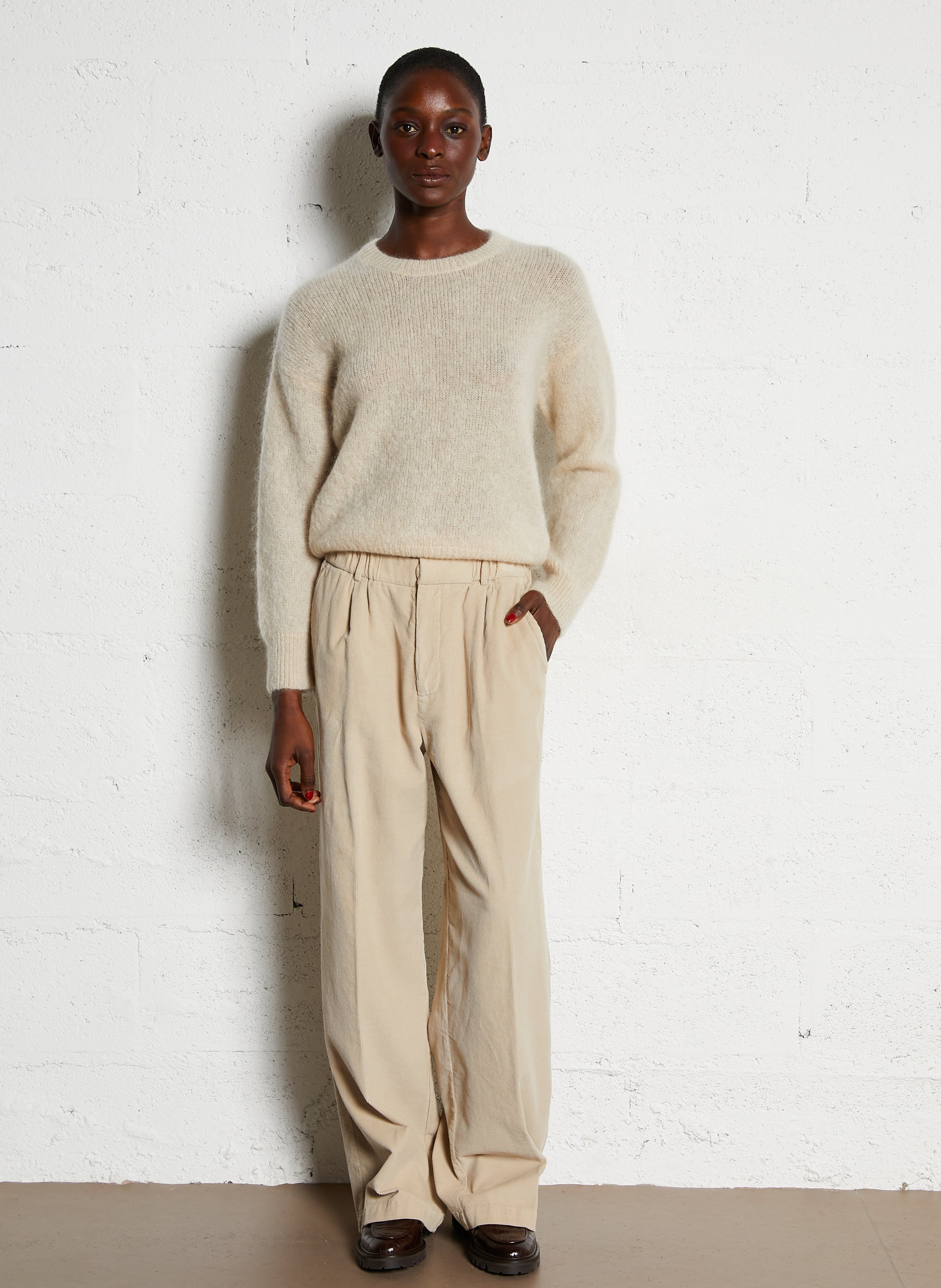 Pull col rond POMANDERE Beige