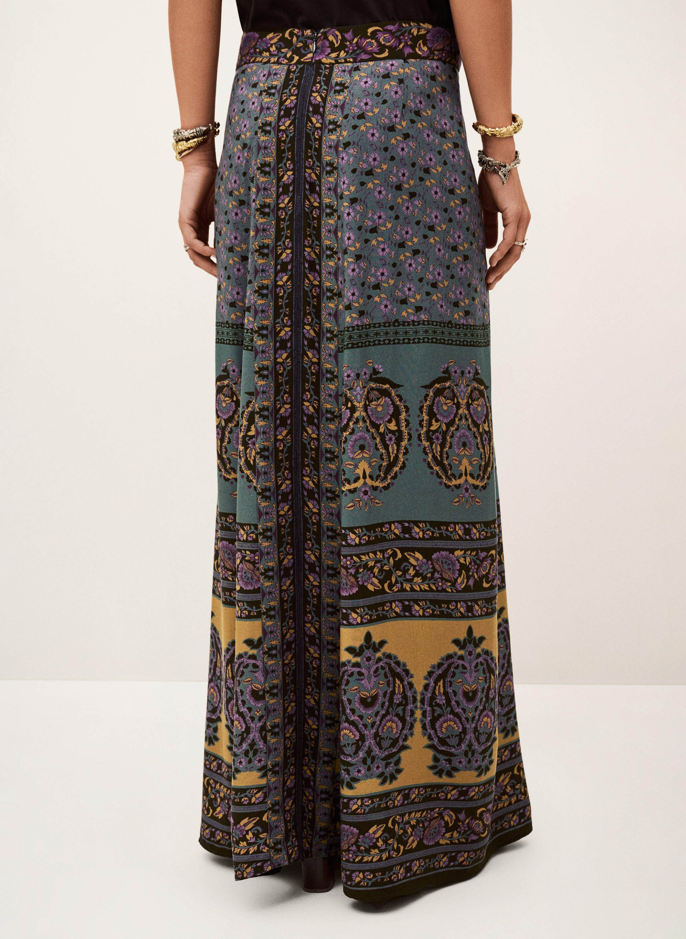 Jupe midi imprimée taille haute BA&SH Marron