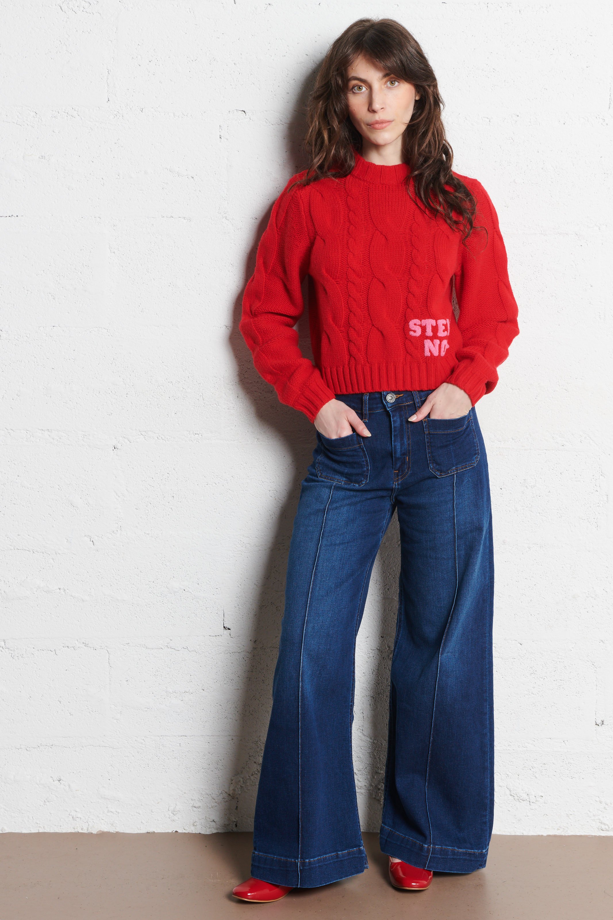 Leather double-strap ballet flats PETITE MENDIGOTE Red