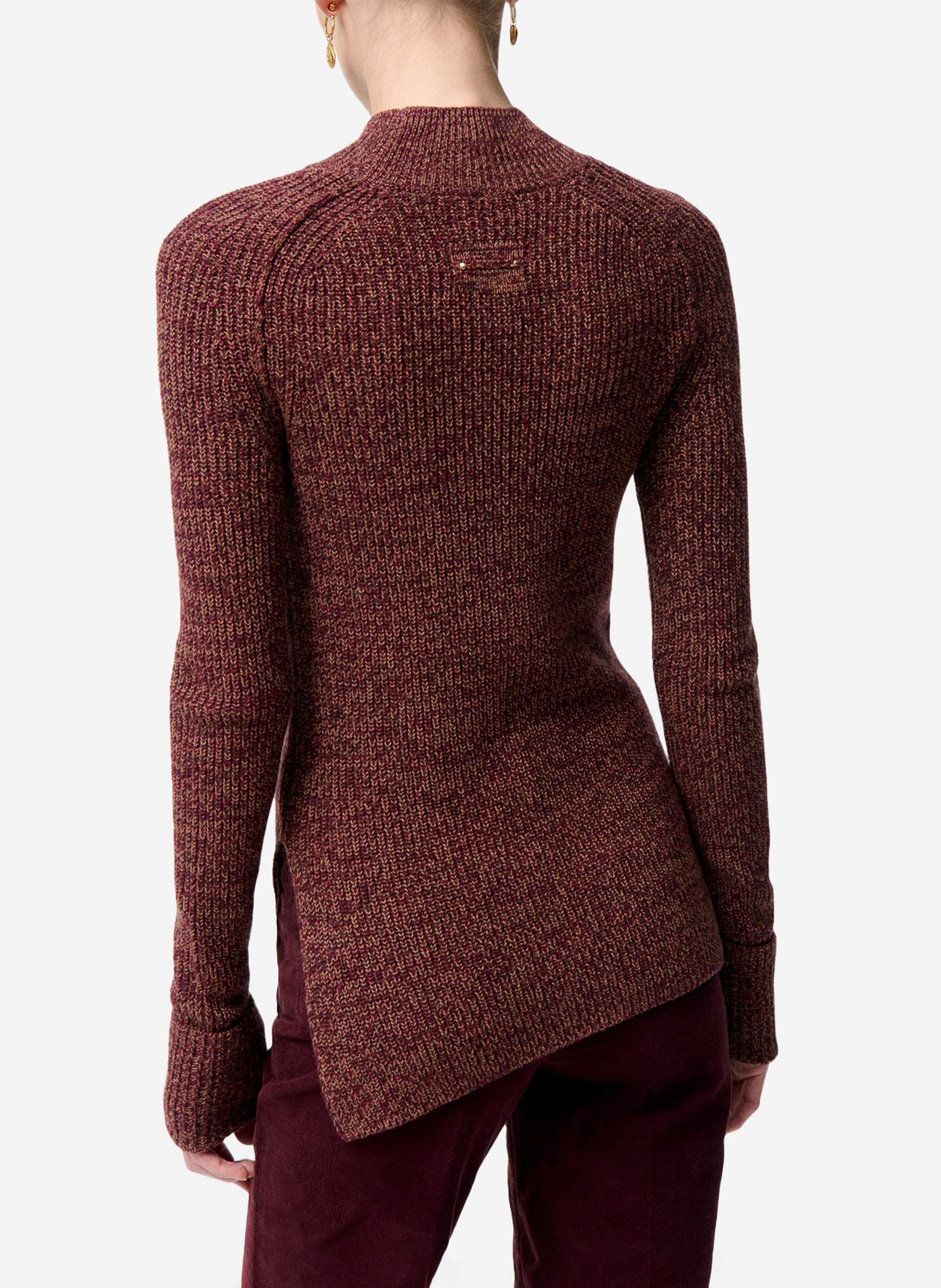 Pull ajusté col montant en coton et laine VANESSA BRUNO Violet