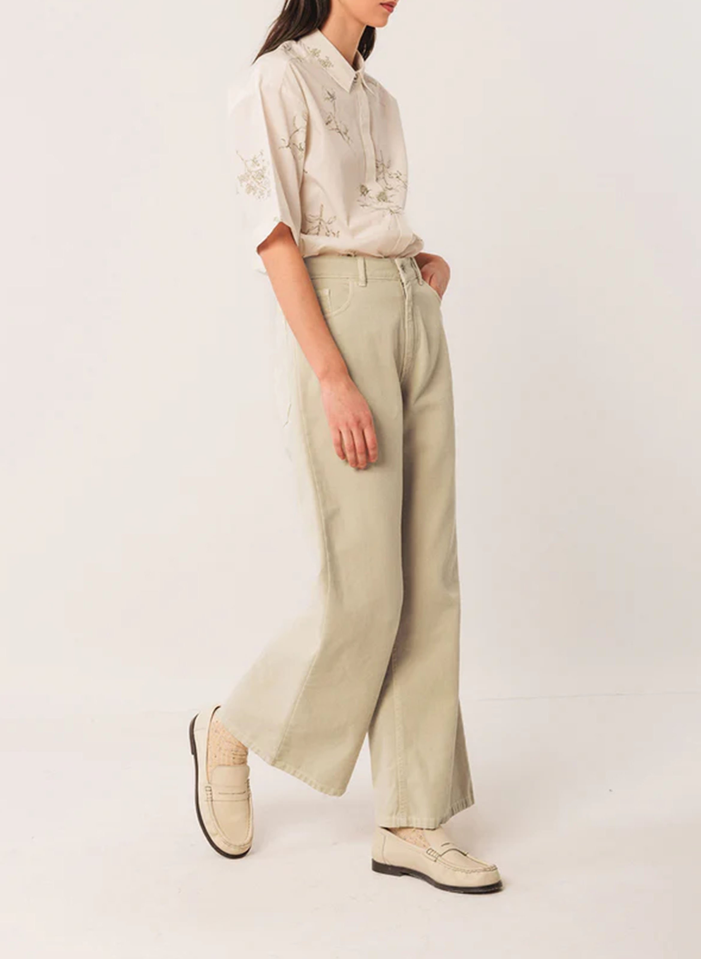 Jean flare en coton INDI & COLD Beige