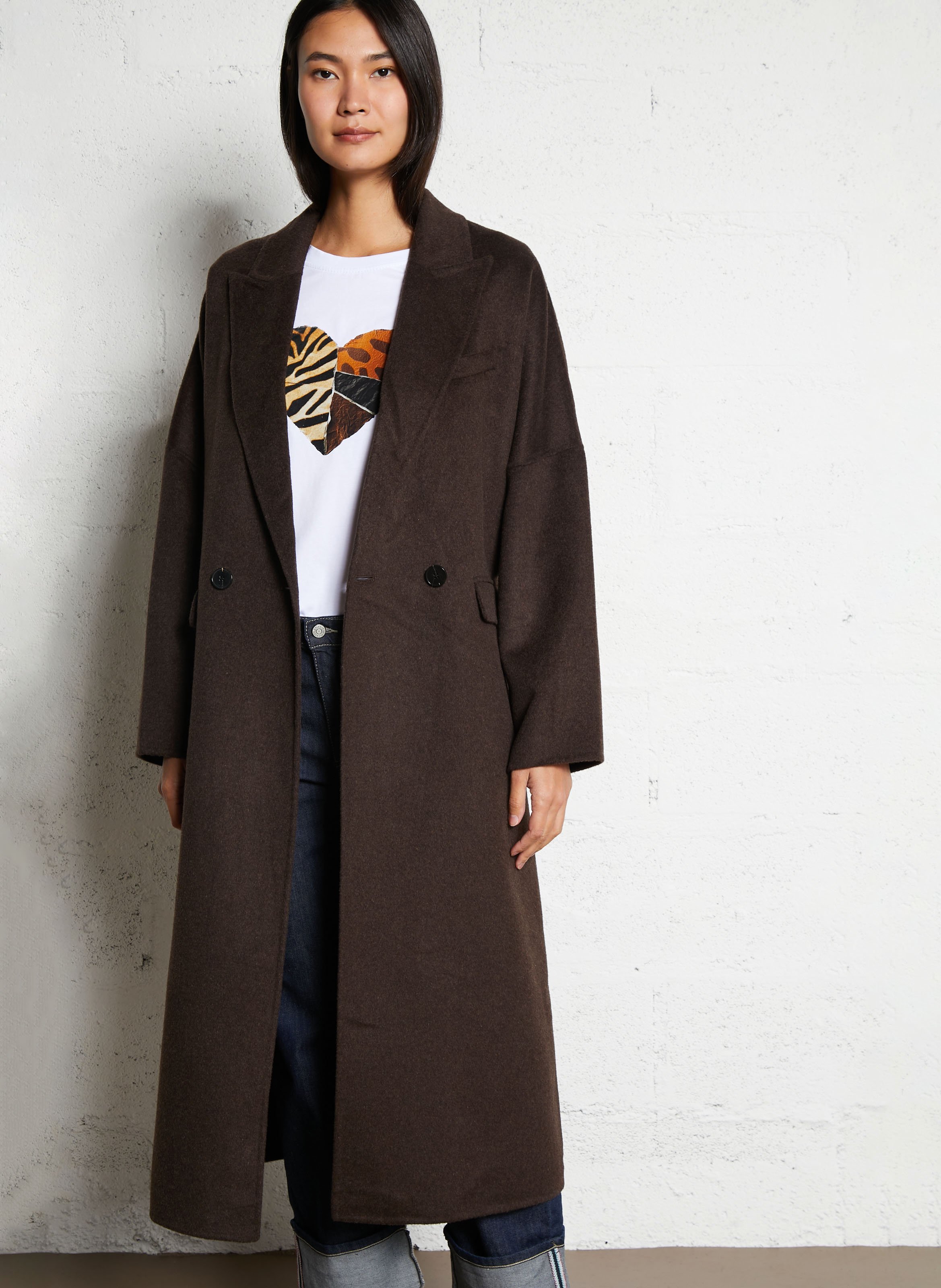 Langer einfarbiger Blazer IKKS Braun