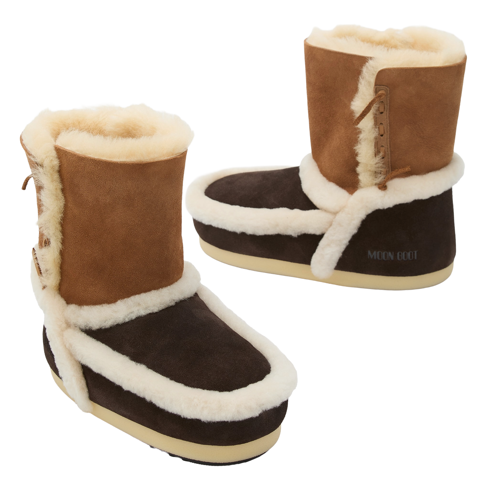 Bottines en cuir mélangé MOON BOOT Marron