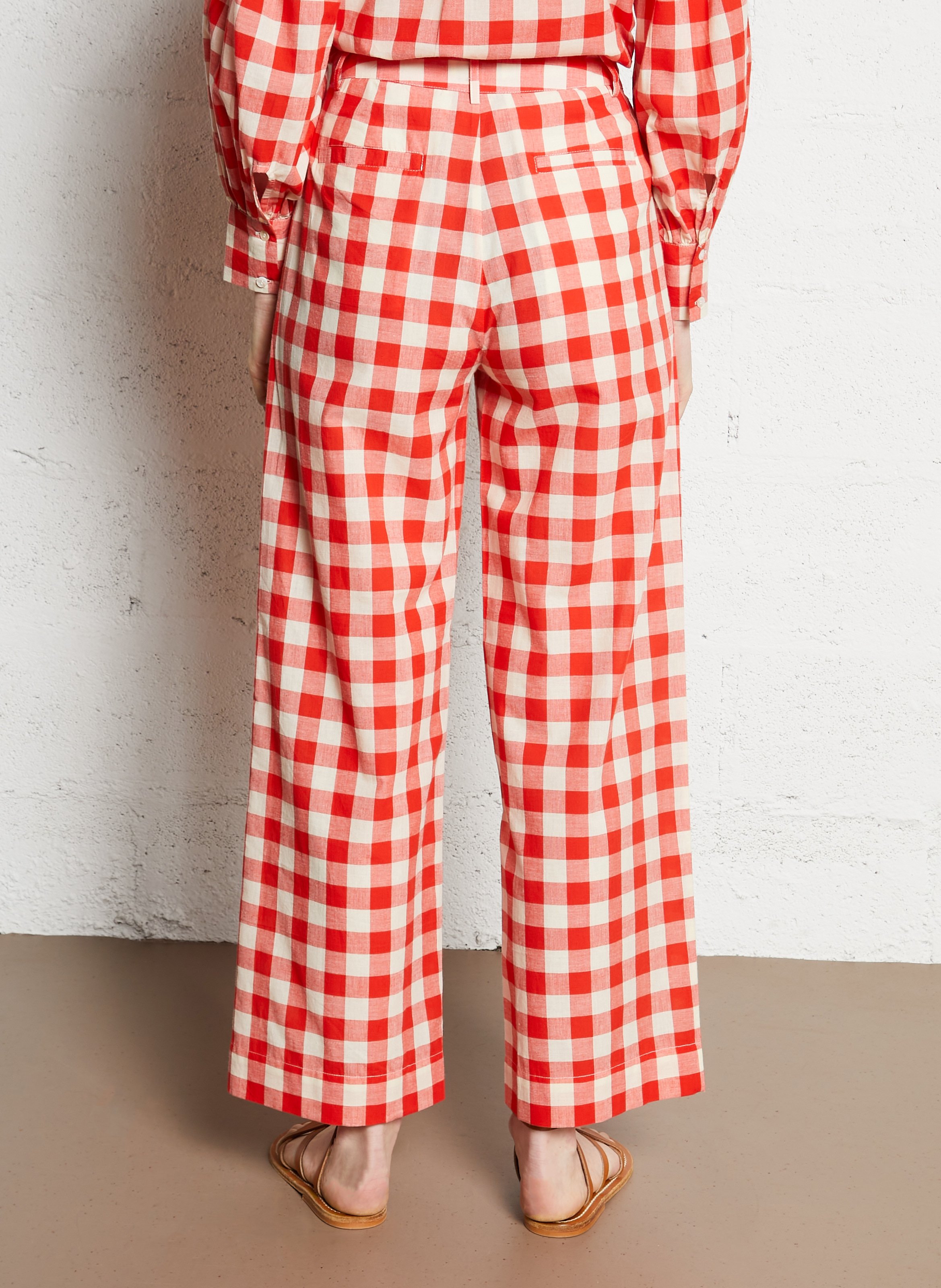 Wide-leg organic cotton pants EMILE ET IDA Red