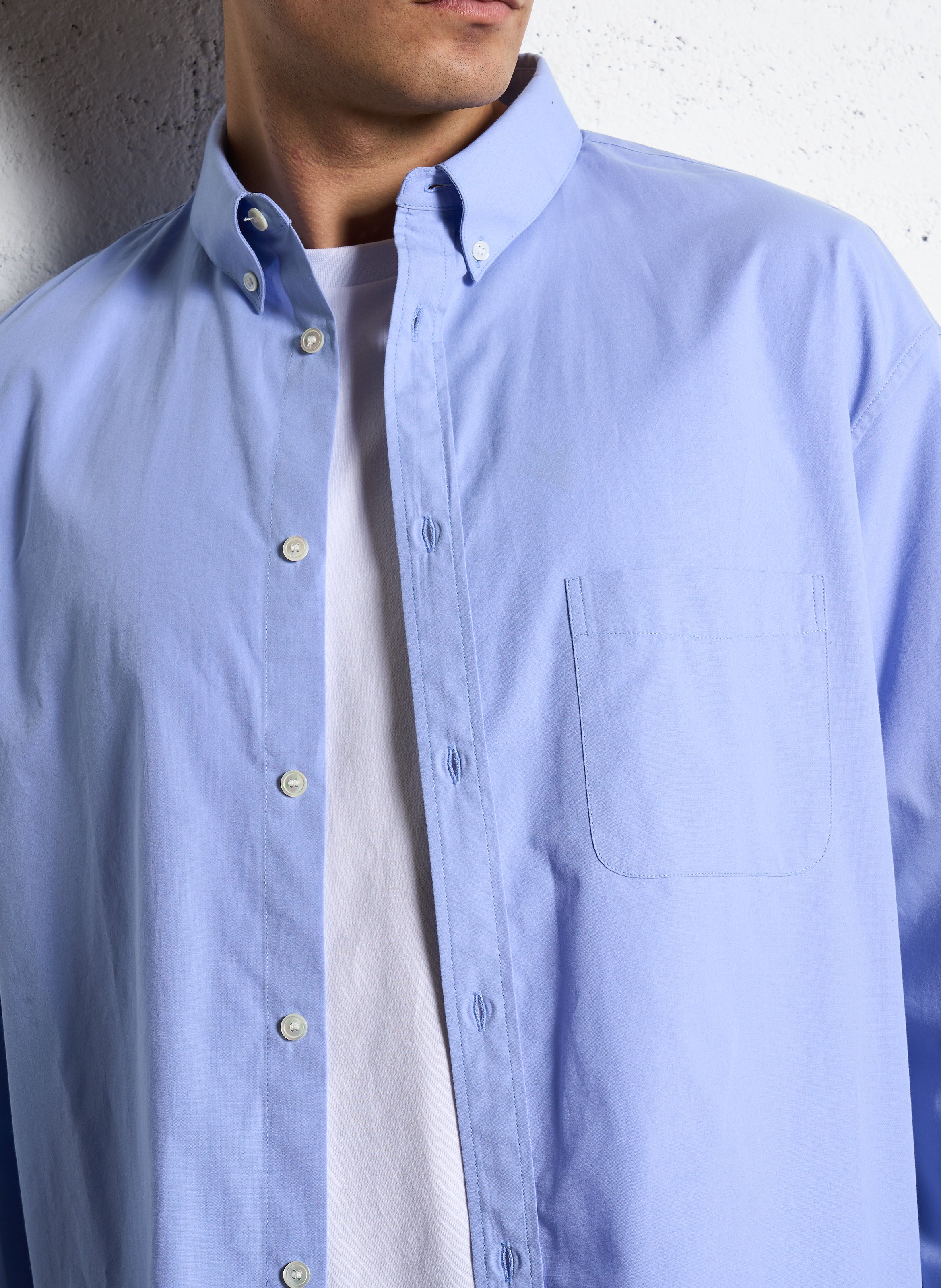 Camicia ampia con colletto alla americana in cotone IKKS Blu