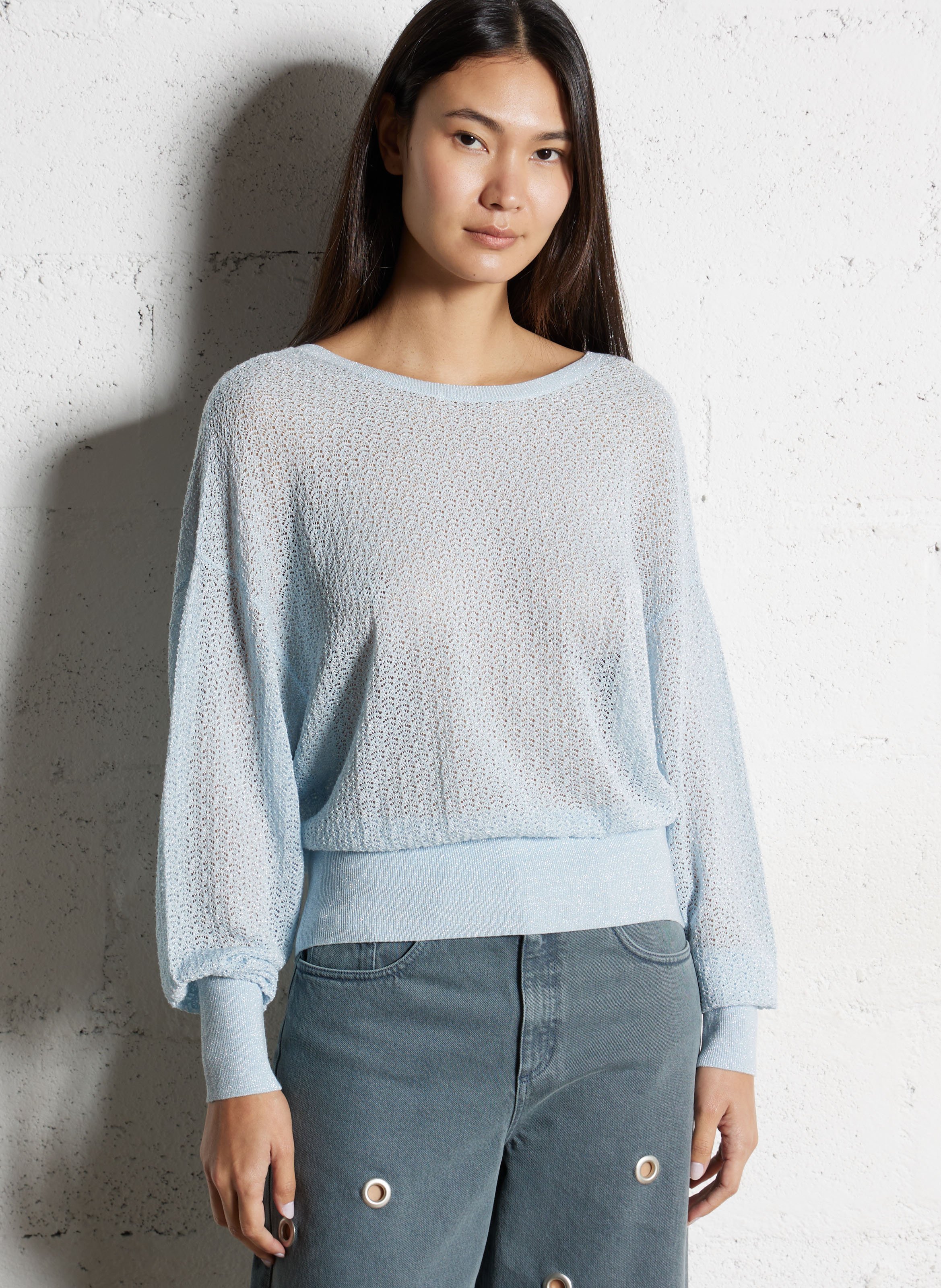 Oversize Rundhalsausschnitt-Pullover aus glitzerndem Strick IKKS