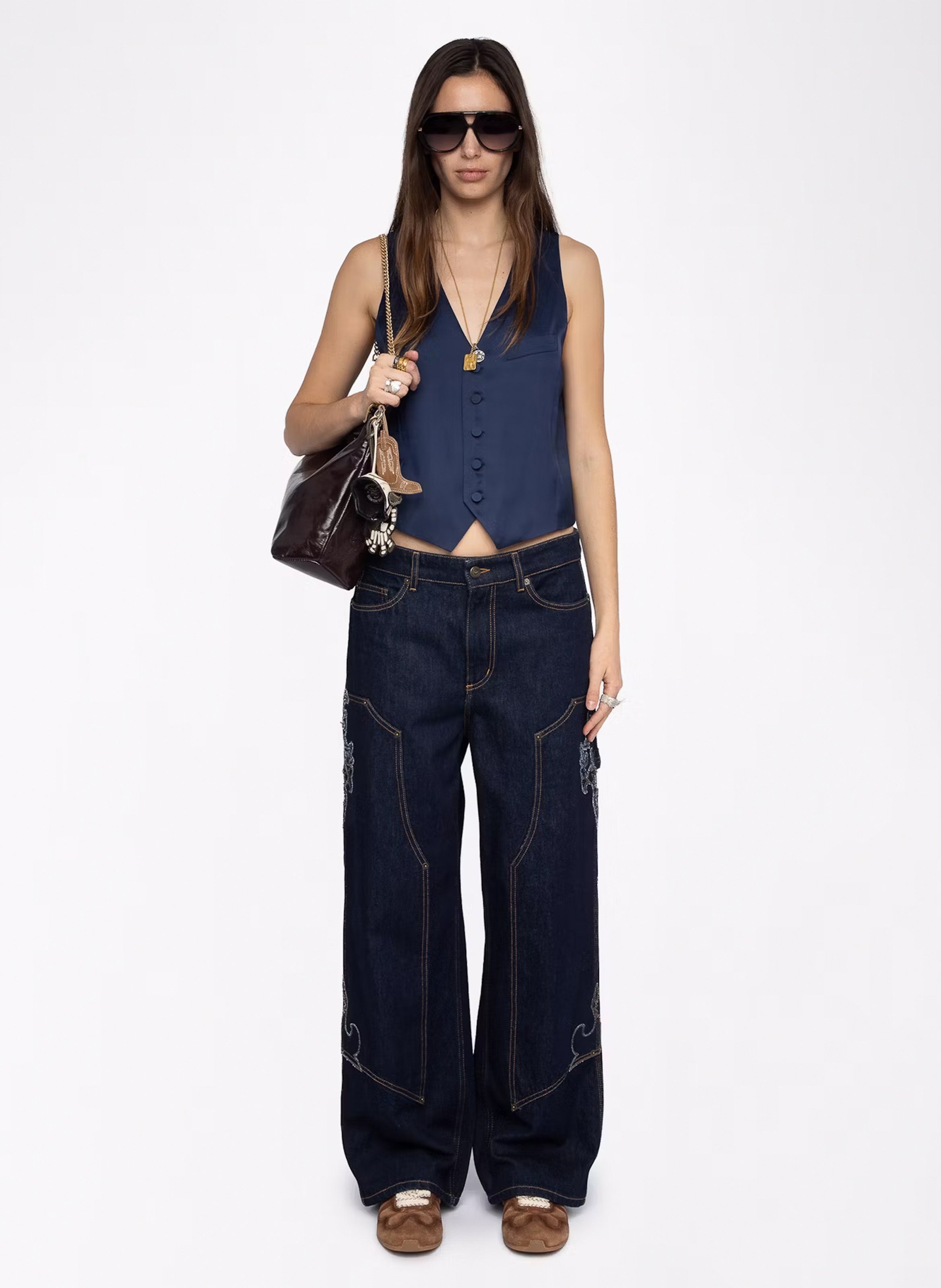 Sakko-Weste mit V-Ausschnitt aus Satin ZADIG&VOLTAIRE Blau