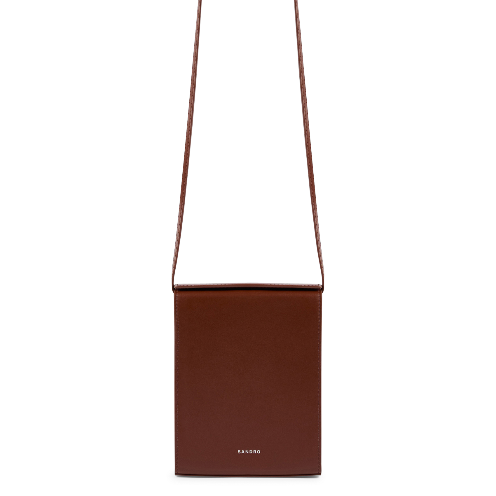 Kleine, leren schoudertas SANDRO Bruin