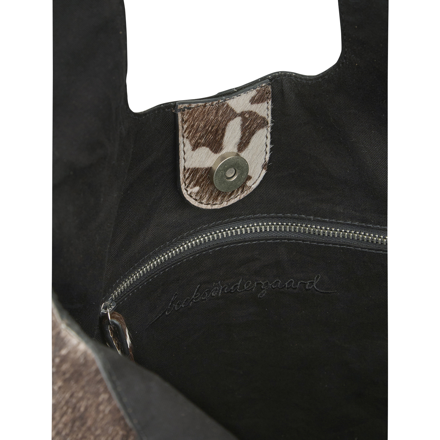 Sac porté épaule imprimé vache en cuir BECKSONDERGAARD Marron