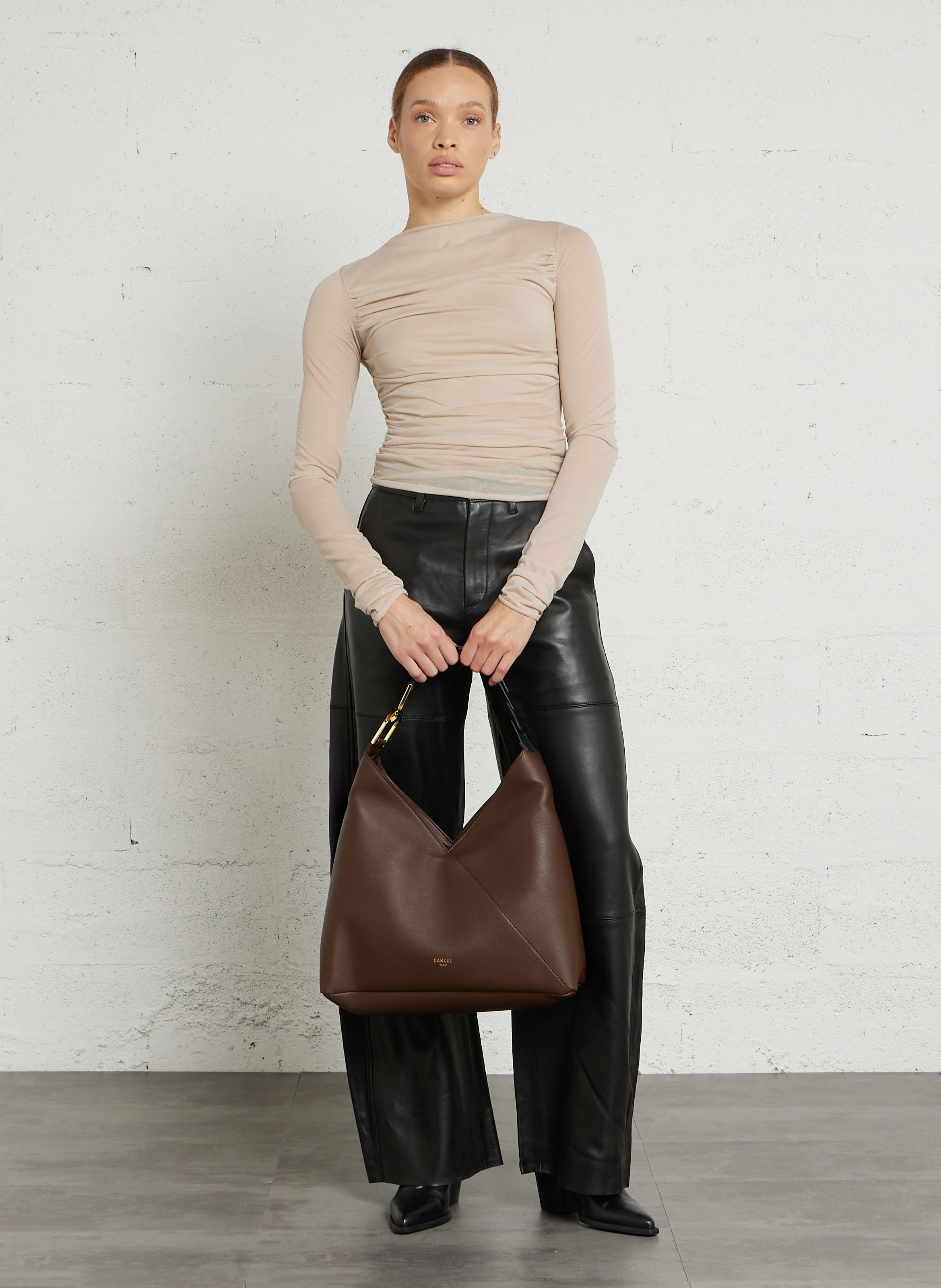 Sac porté épaule en cuir LANCEL Marron