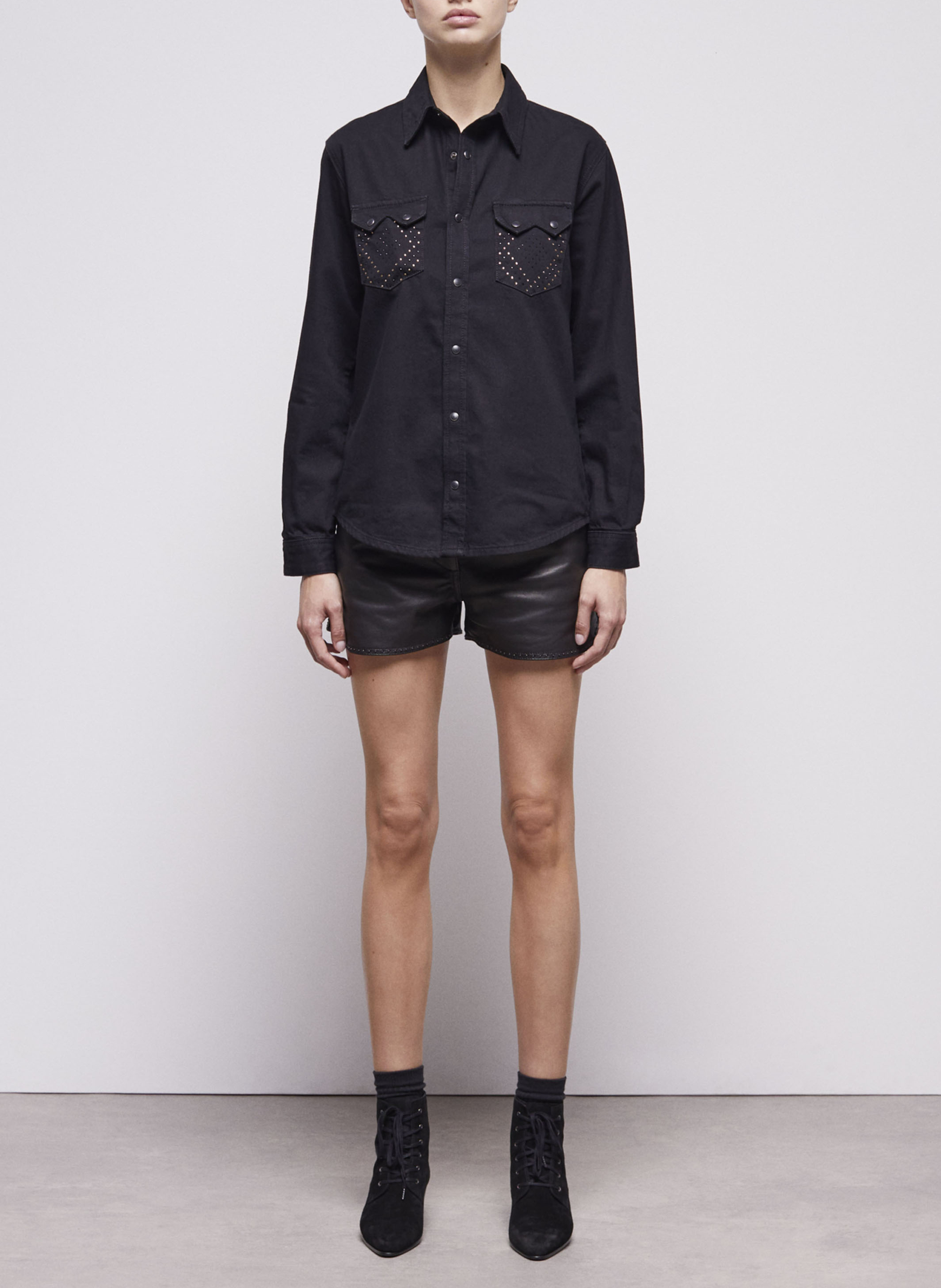 Chemise à strass en coton THE KOOPLES Bleu