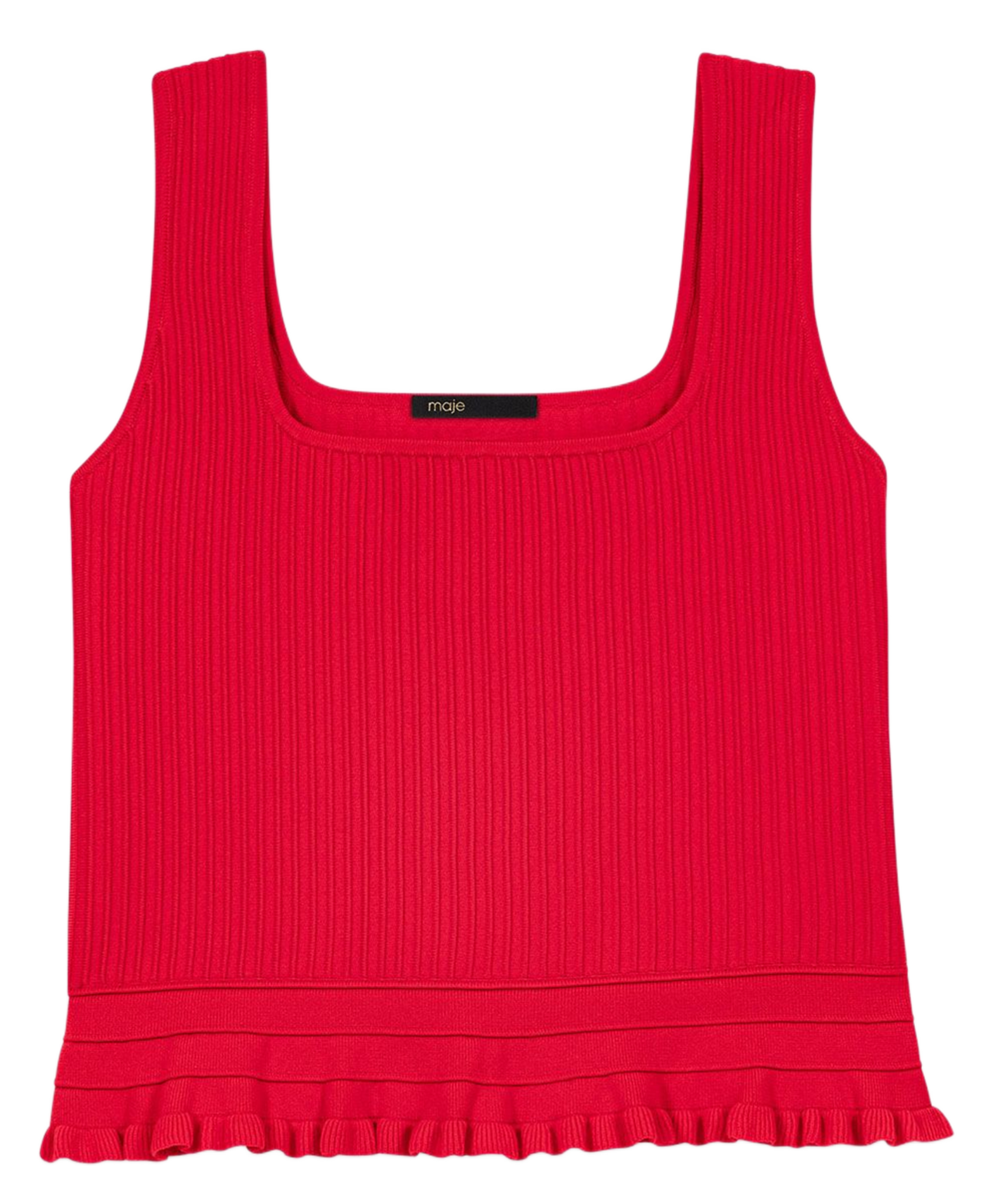 Rechte geribbelde top met vierkante hals MAJE Rood