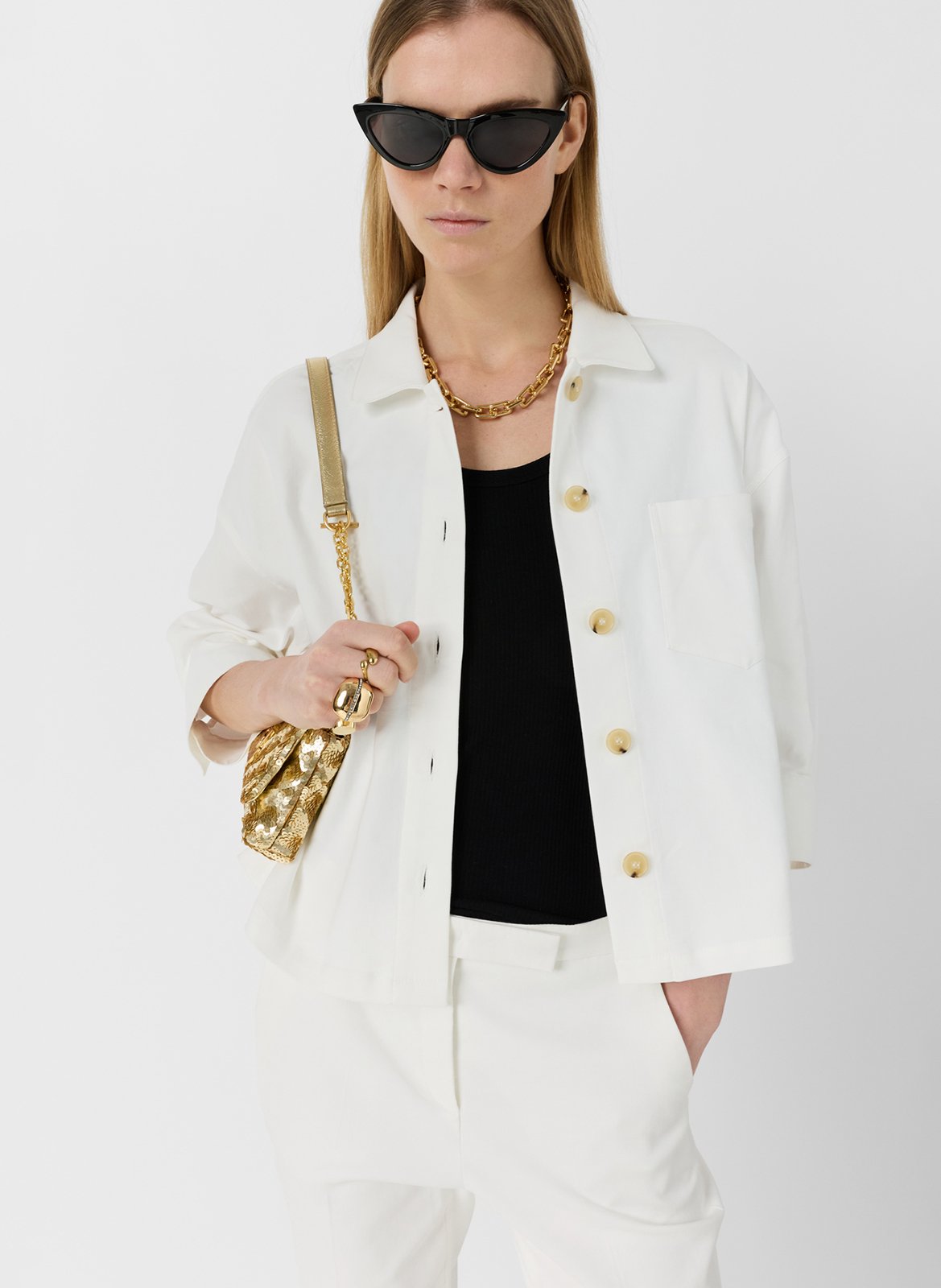 Oversized cotton-blend overshirt with classic collar GERARD DAREL Beige